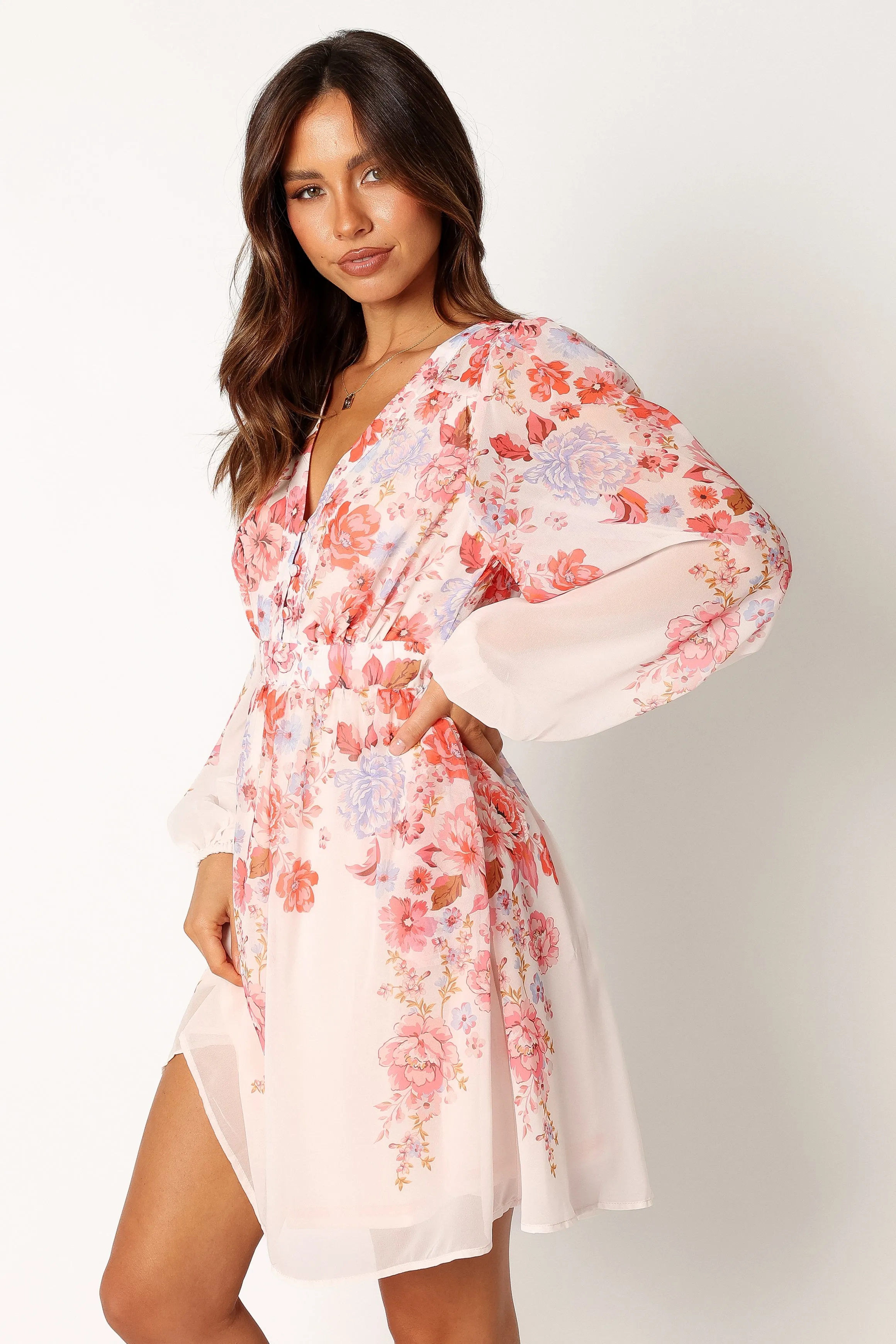 Hattie Long Sleeve Mini Dress - Pink Floral sold by Petal & Pup product image thumbnail 2