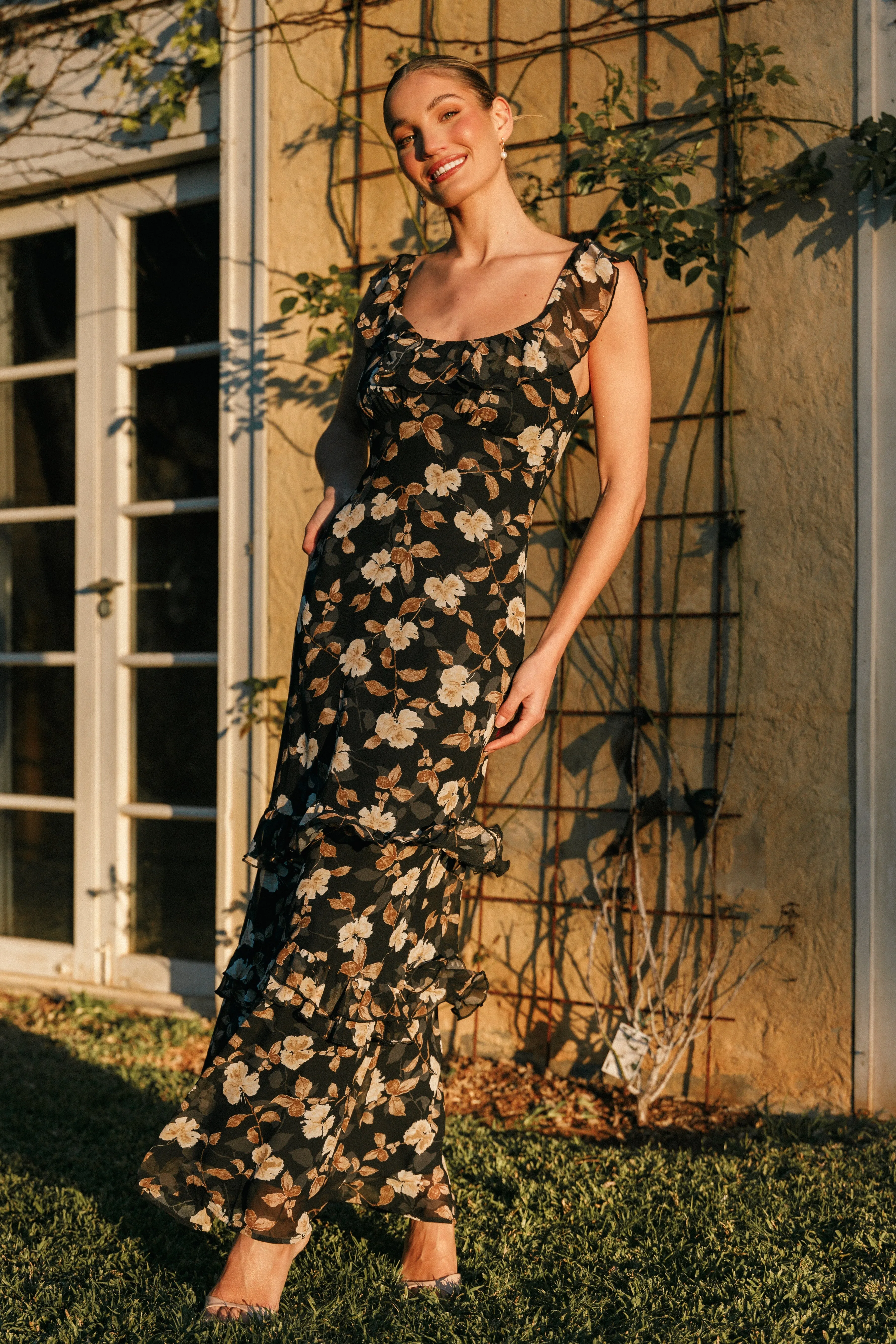 Irelynn Maxi Dress - Black Floral sold by Petal & Pup