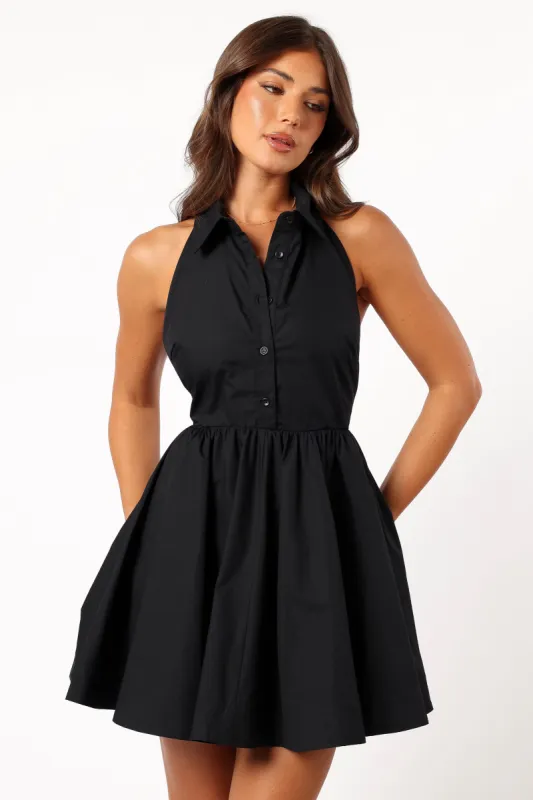 Cheyenne Halterneck Mini Dress - Black sold by Petal & Pup