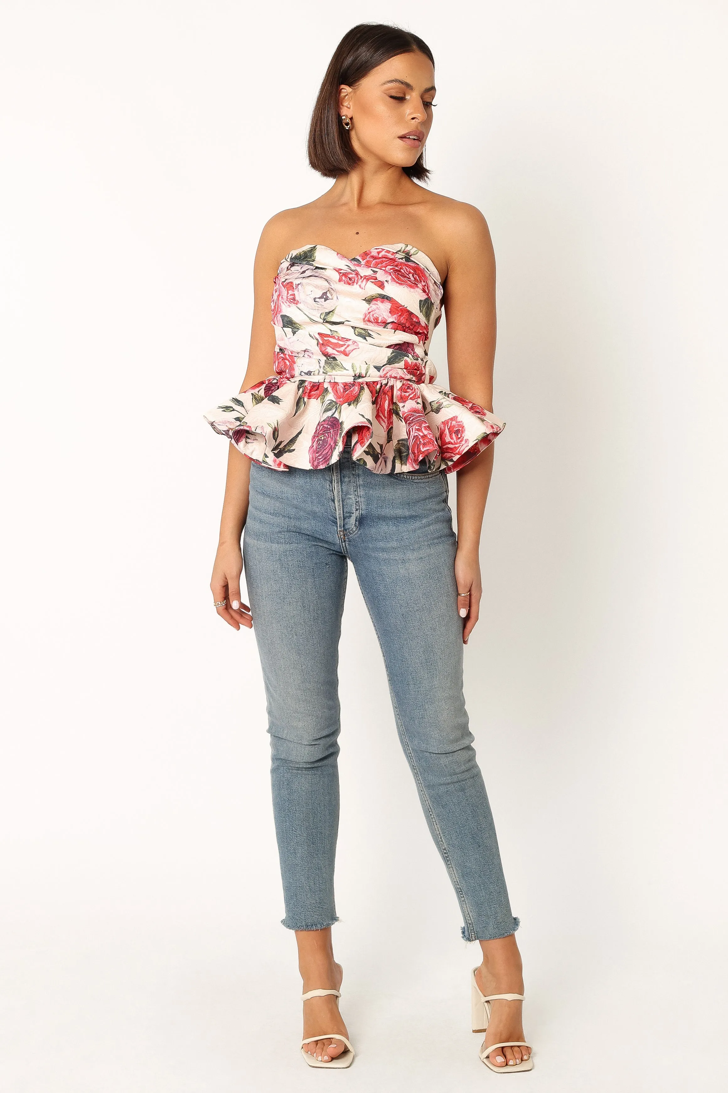 Maxie Peplum Strapless Top - Red sold by Petal & Pup product image thumbnail 2