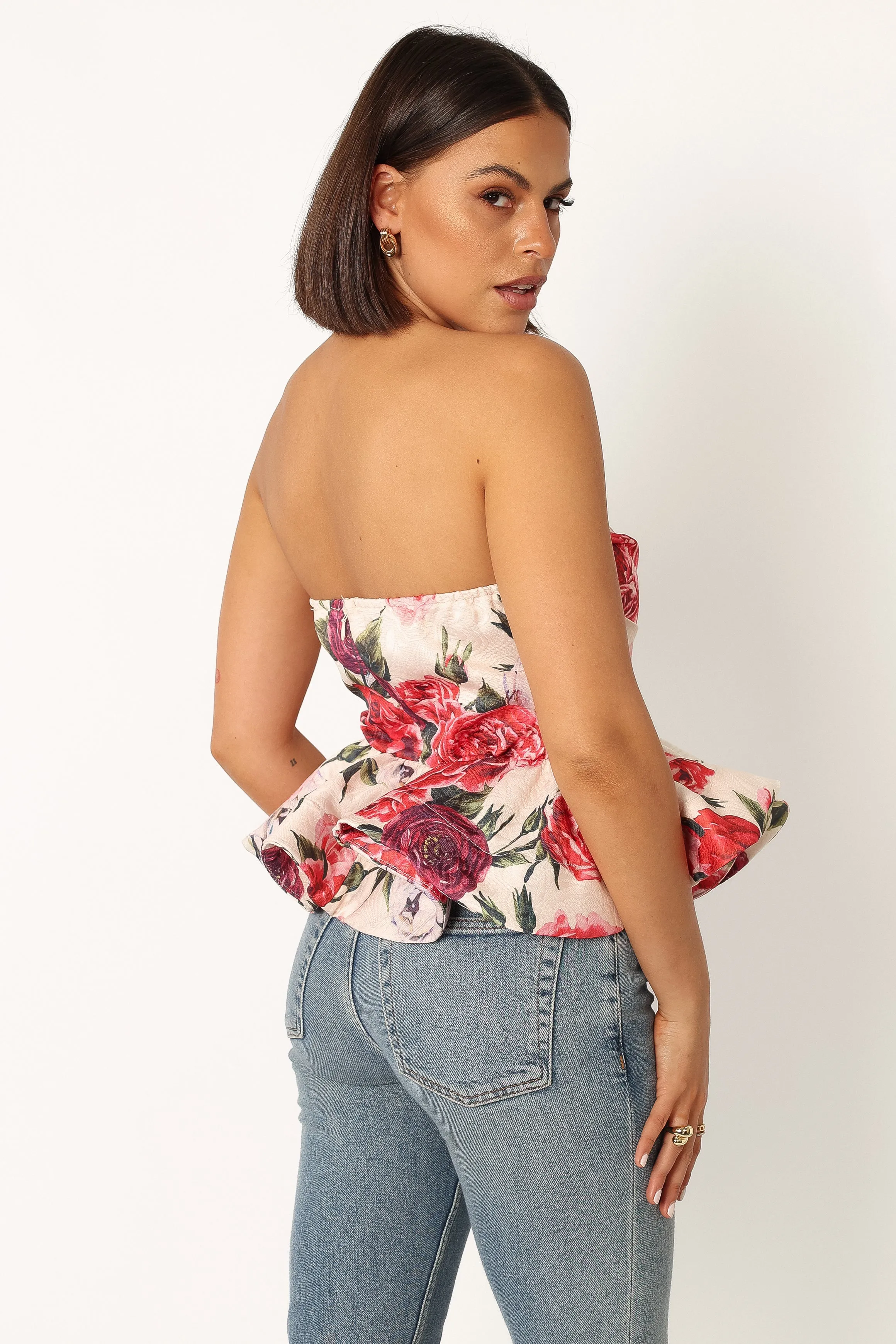 Maxie Peplum Strapless Top - Red sold by Petal & Pup product image thumbnail 4