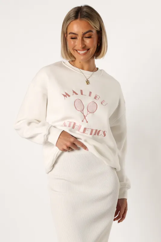 Cielo Malibu Athletics Sweatshirt - White sold by Petal & Pup