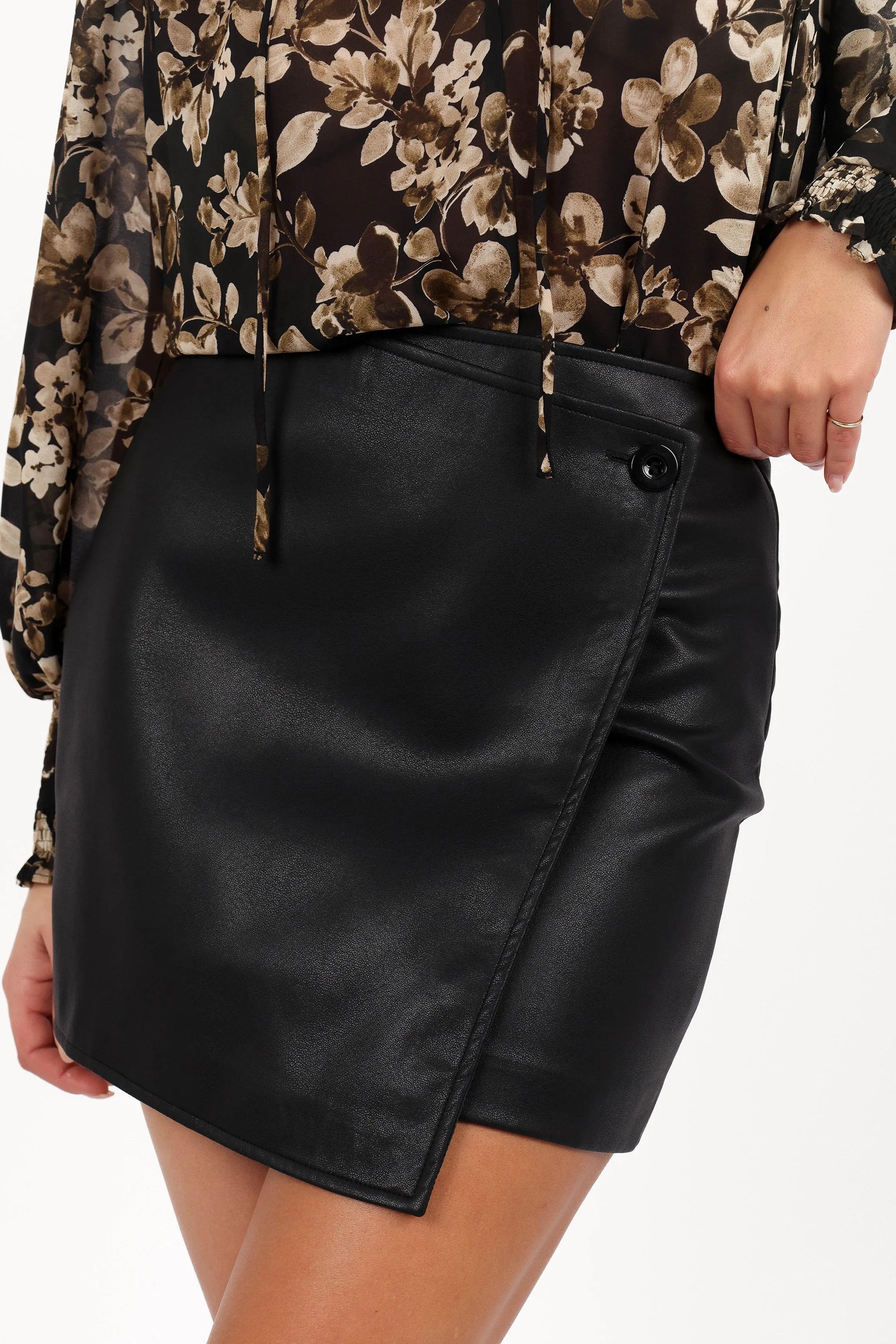 Rebecca Faux Leather Mini Skirt - Black sold by Petal & Pup product image thumbnail 2
