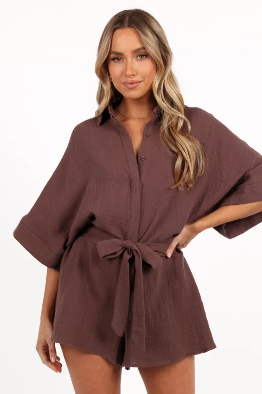 Jemmy Romper - Chocolate Brown sold by Petal & Pup