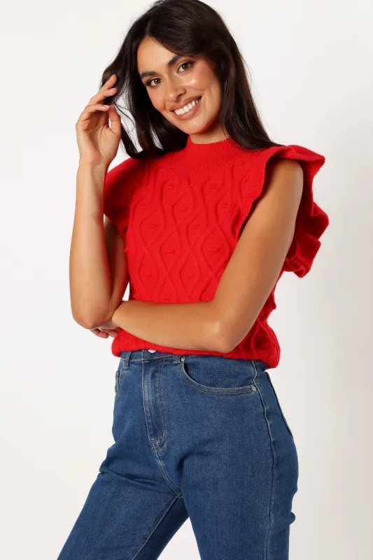 Valerie Knit Top - Red sold by Petal & Pup