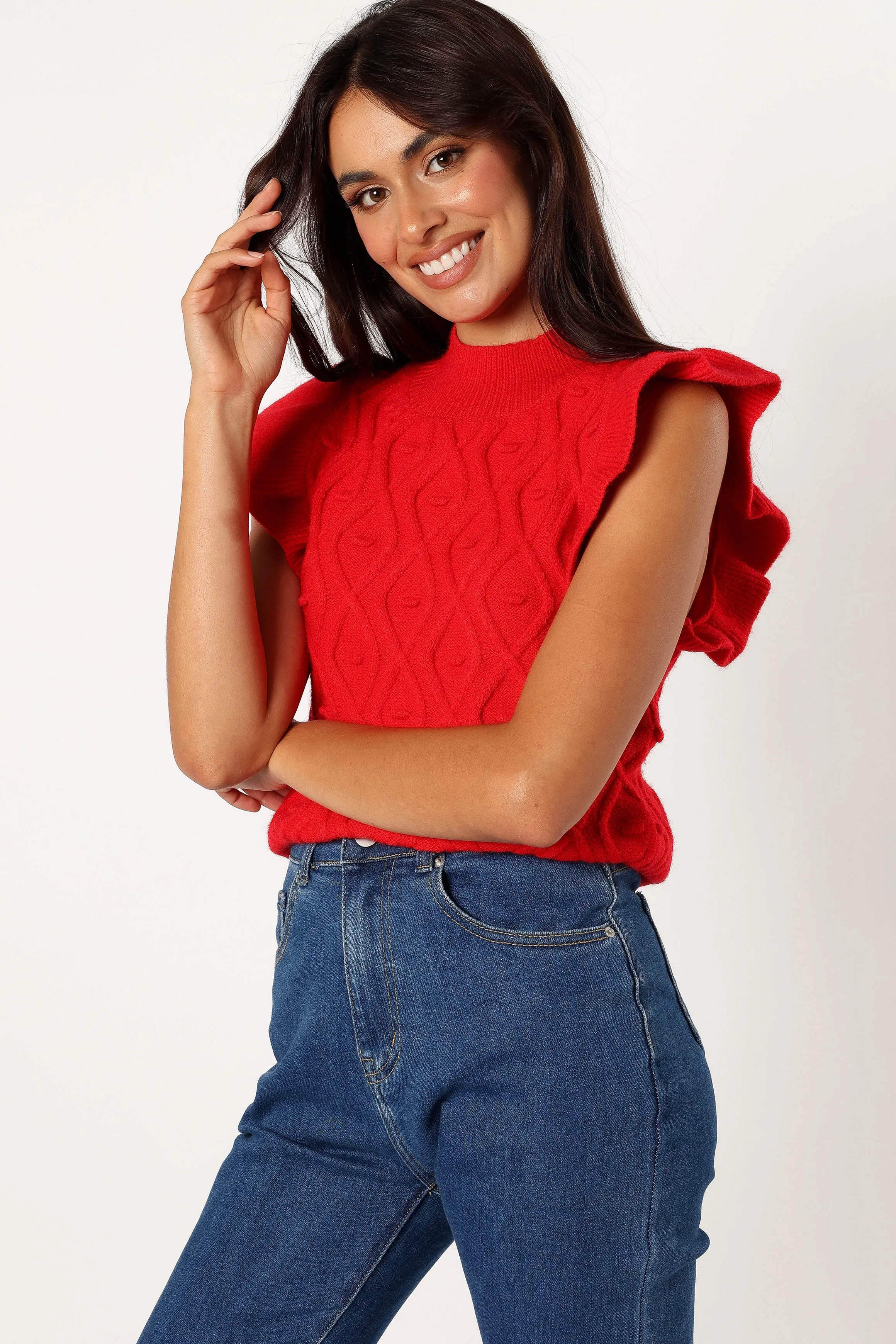 Valerie Knit Top - Red sold by Petal & Pup