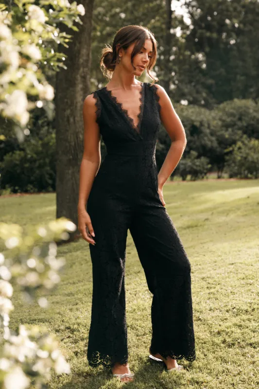 Eloise Lace Jumpsuit - Black sold by Petal & Pup