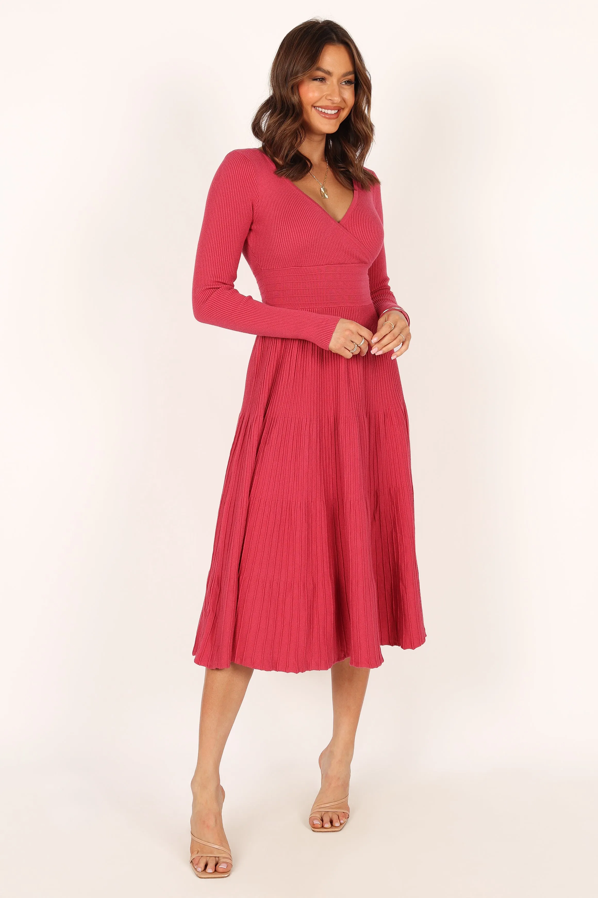 Violette Long Sleeve Midi Dress - Berry sold by Petal & Pup product image thumbnail 5