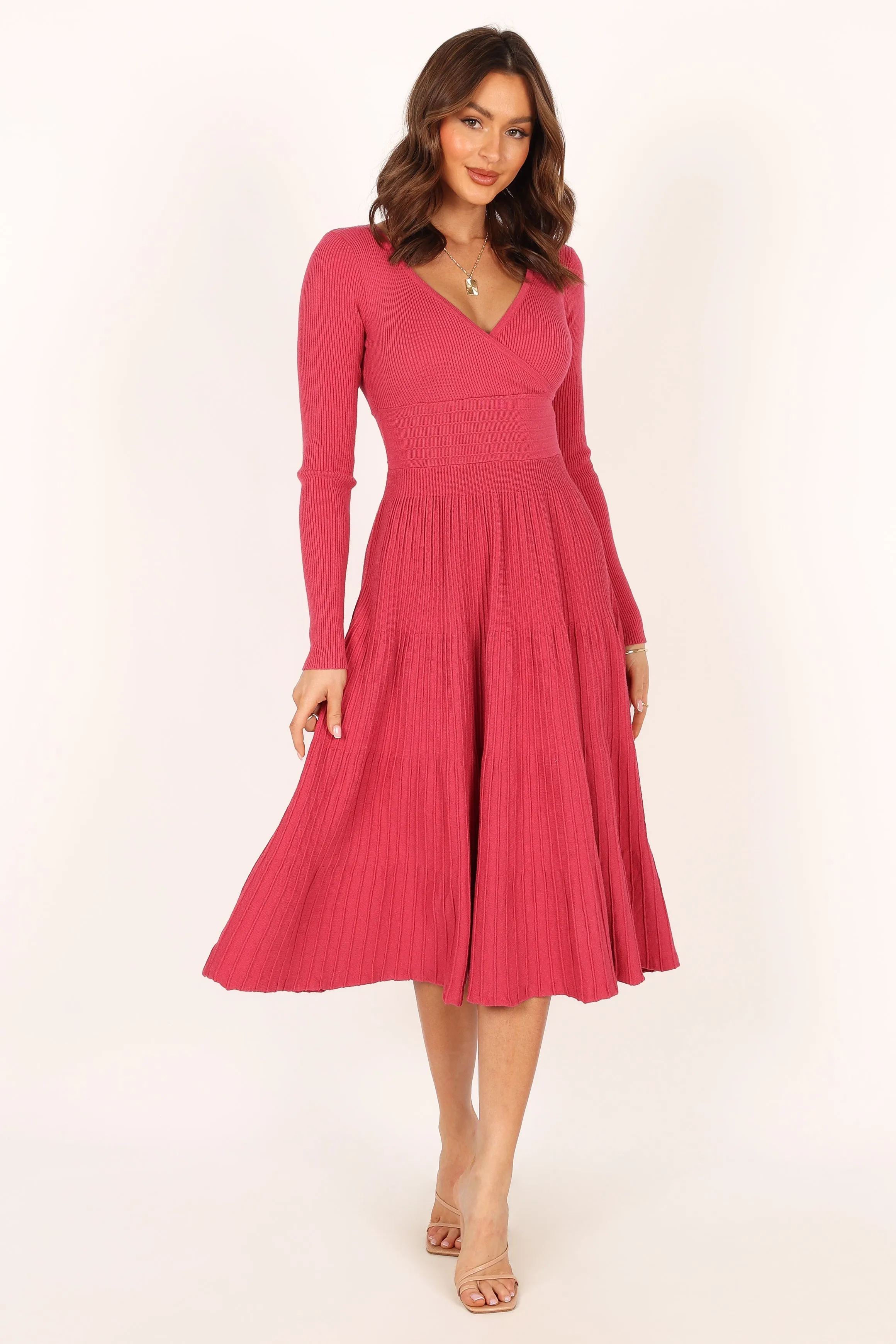 Violette Long Sleeve Midi Dress - Berry sold by Petal & Pup product image thumbnail 3