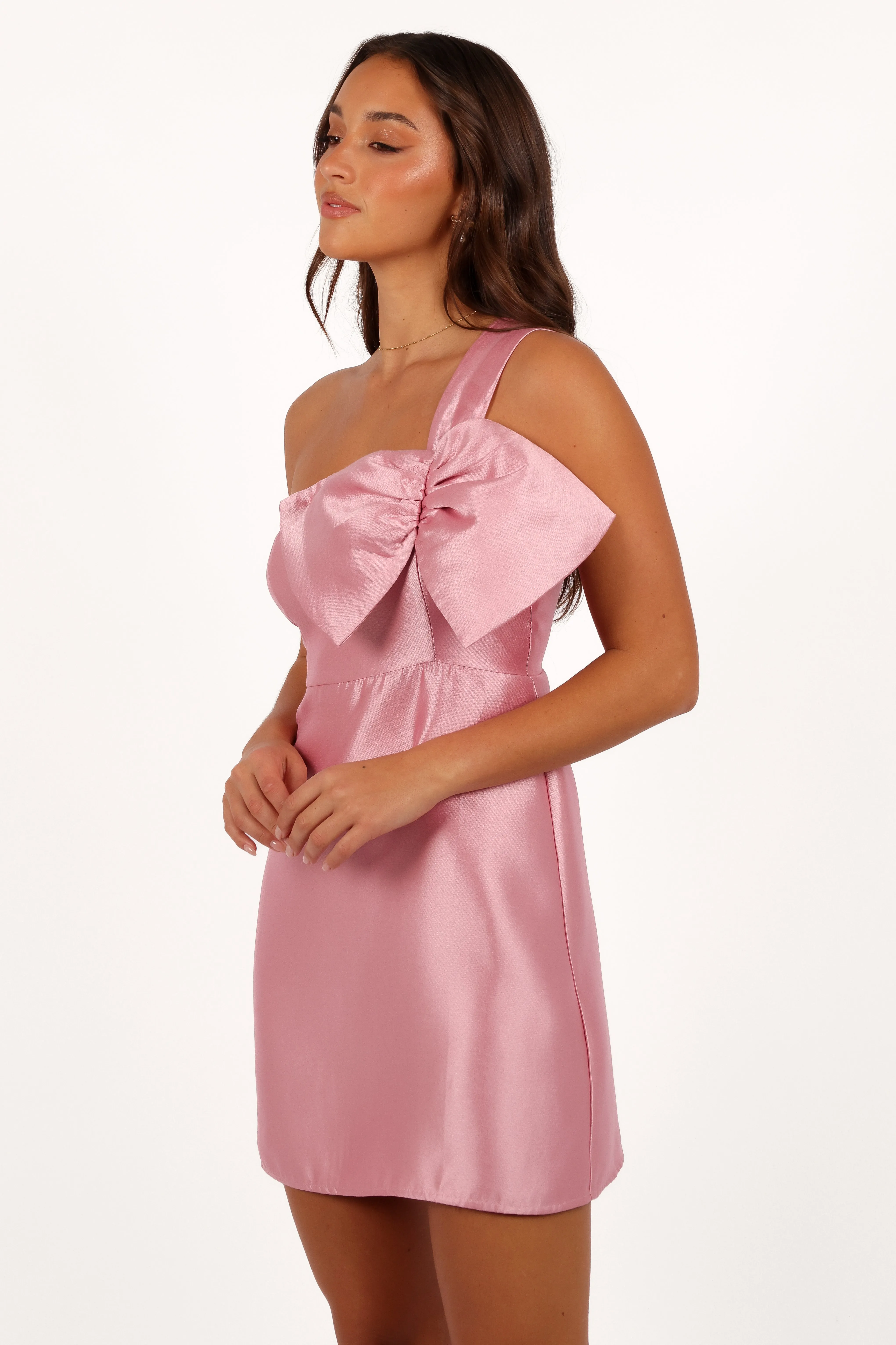 Veve One Shoulder Mini Dress - Poppy Pink sold by Petal & Pup product image thumbnail 5
