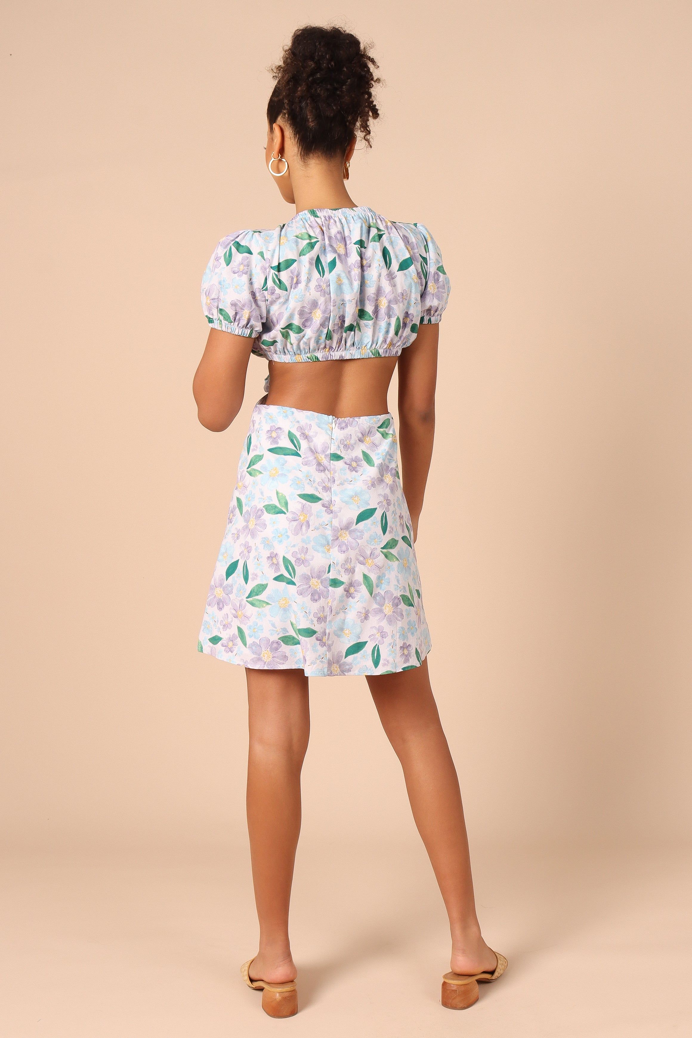 Adanna Tie Front Mini Dress - Blue Floral sold by Petal & Pup product image thumbnail 3