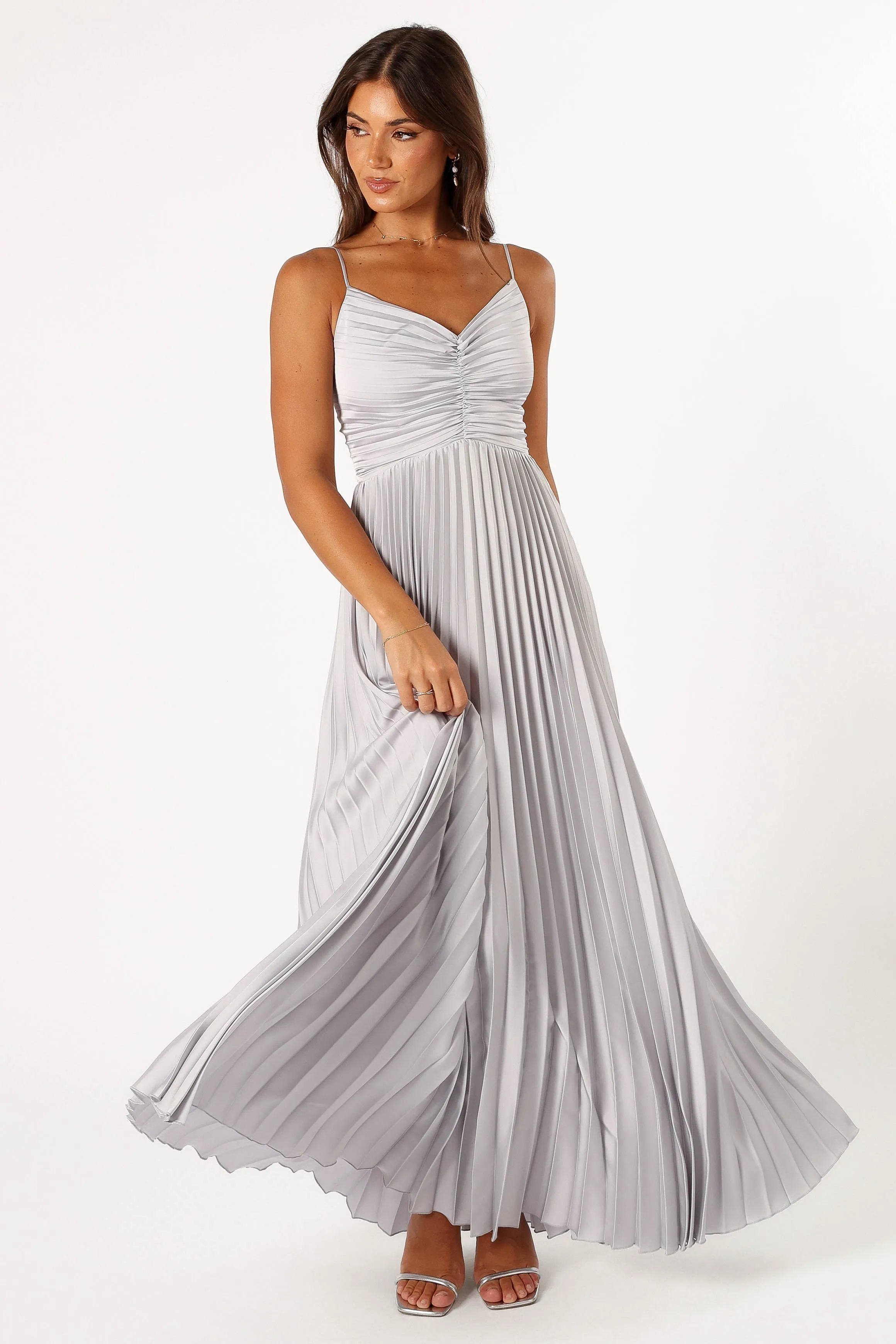 Naira Pleated Maxi Dress - Silver sold by Petal & Pup product image thumbnail 4