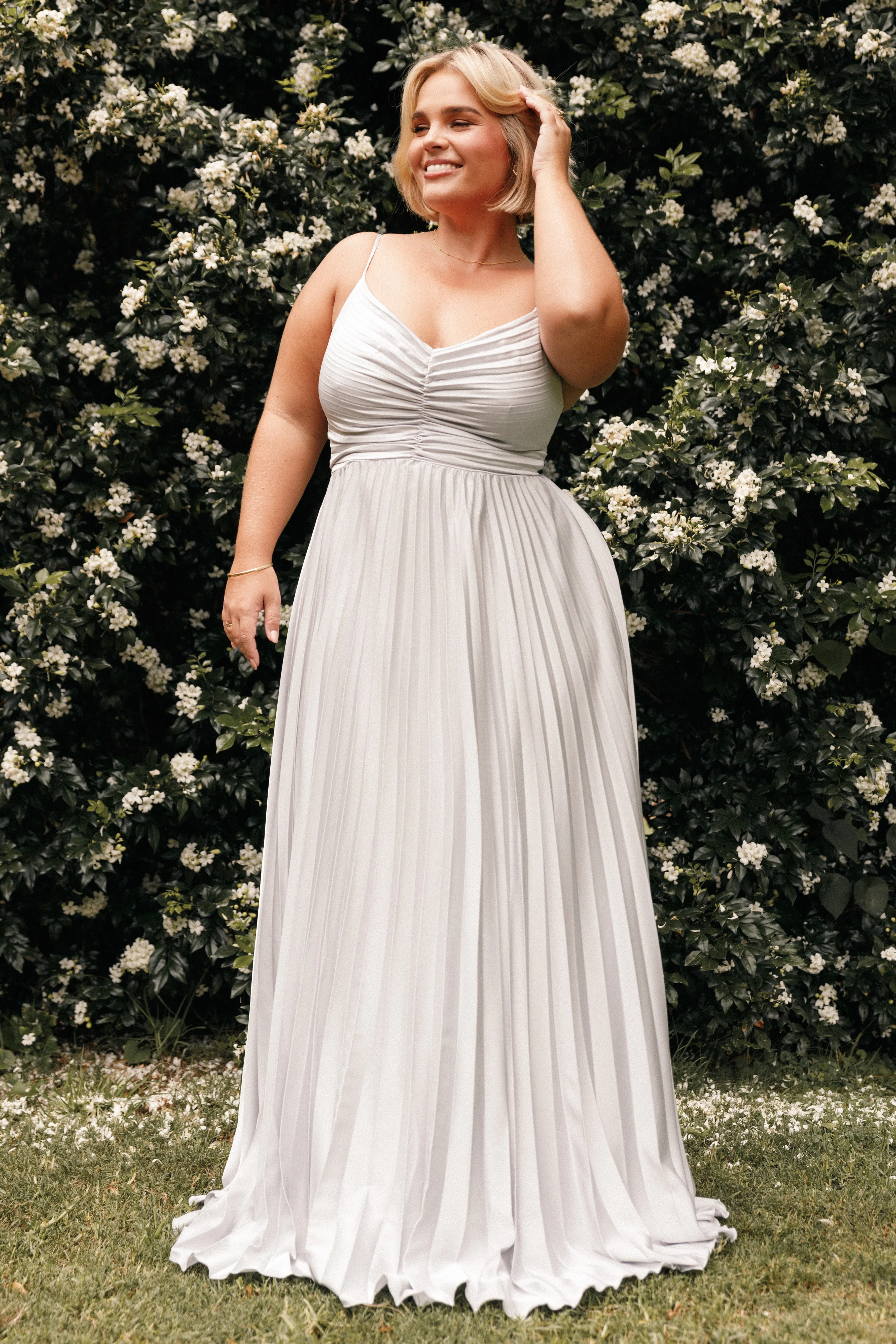 Naira Pleated Maxi Dress - Silver sold by Petal & Pup product image thumbnail 3