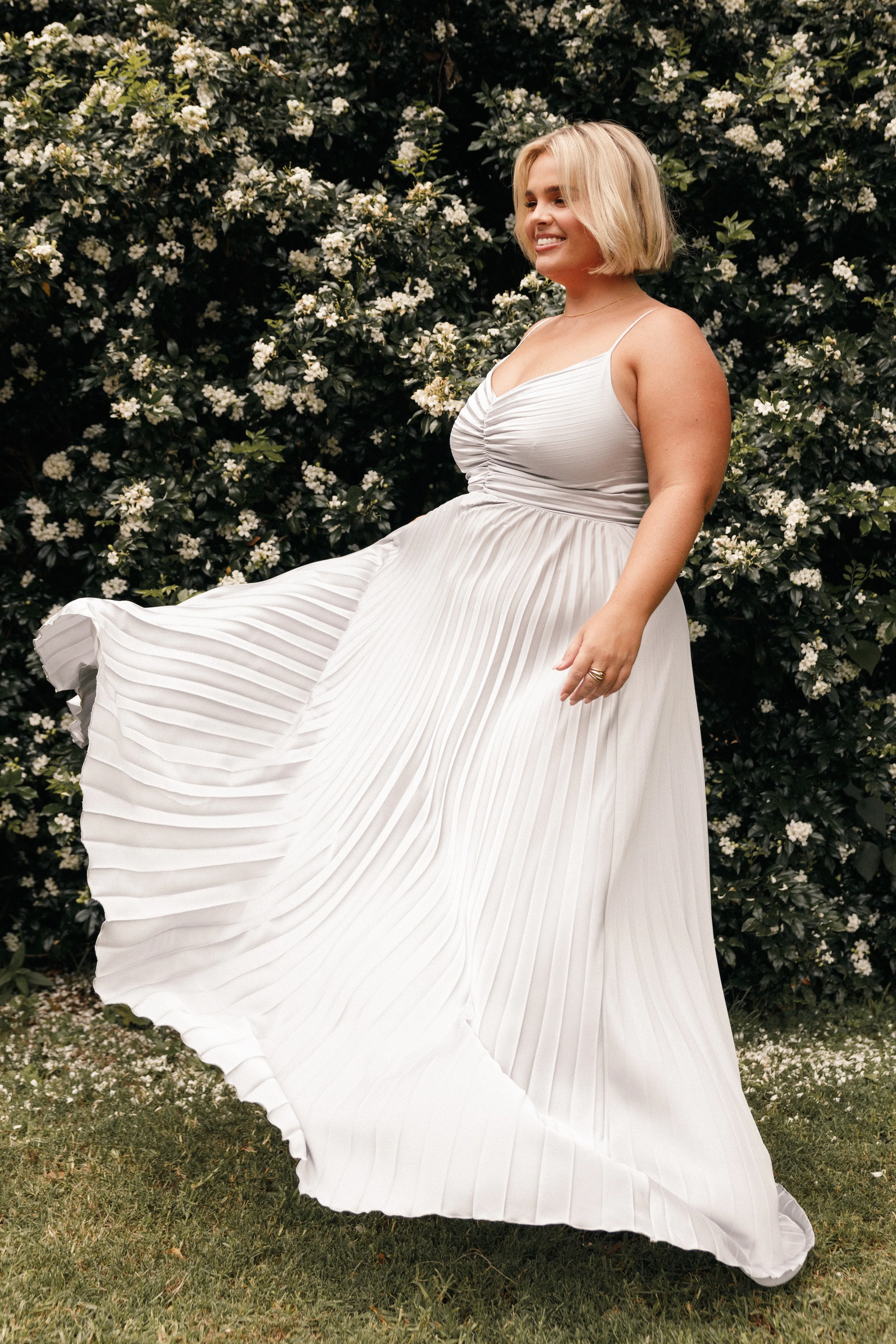 Naira Pleated Maxi Dress - Silver sold by Petal & Pup product image thumbnail 2