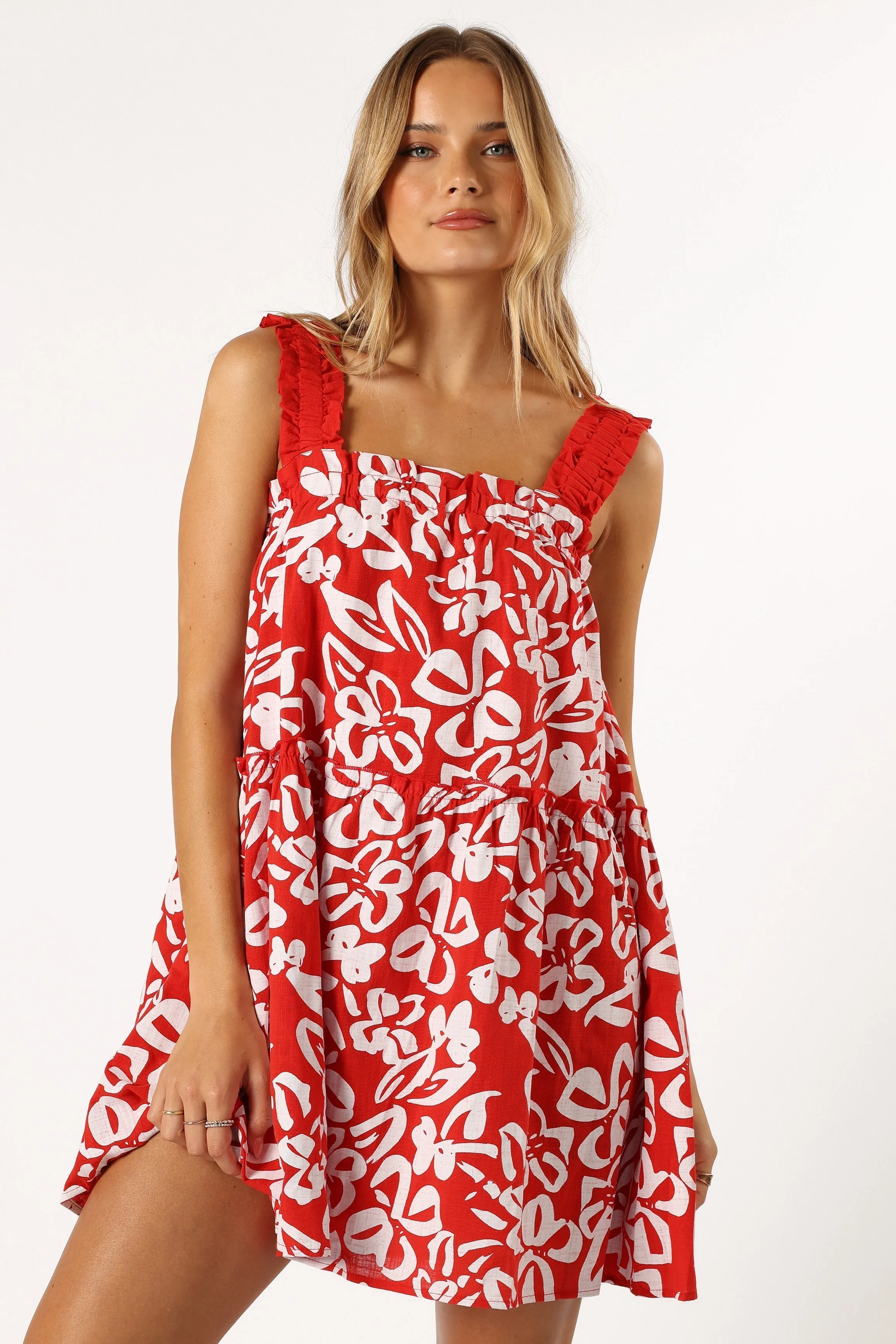 Elena Mini Dress - Red Floral sold by Petal & Pup