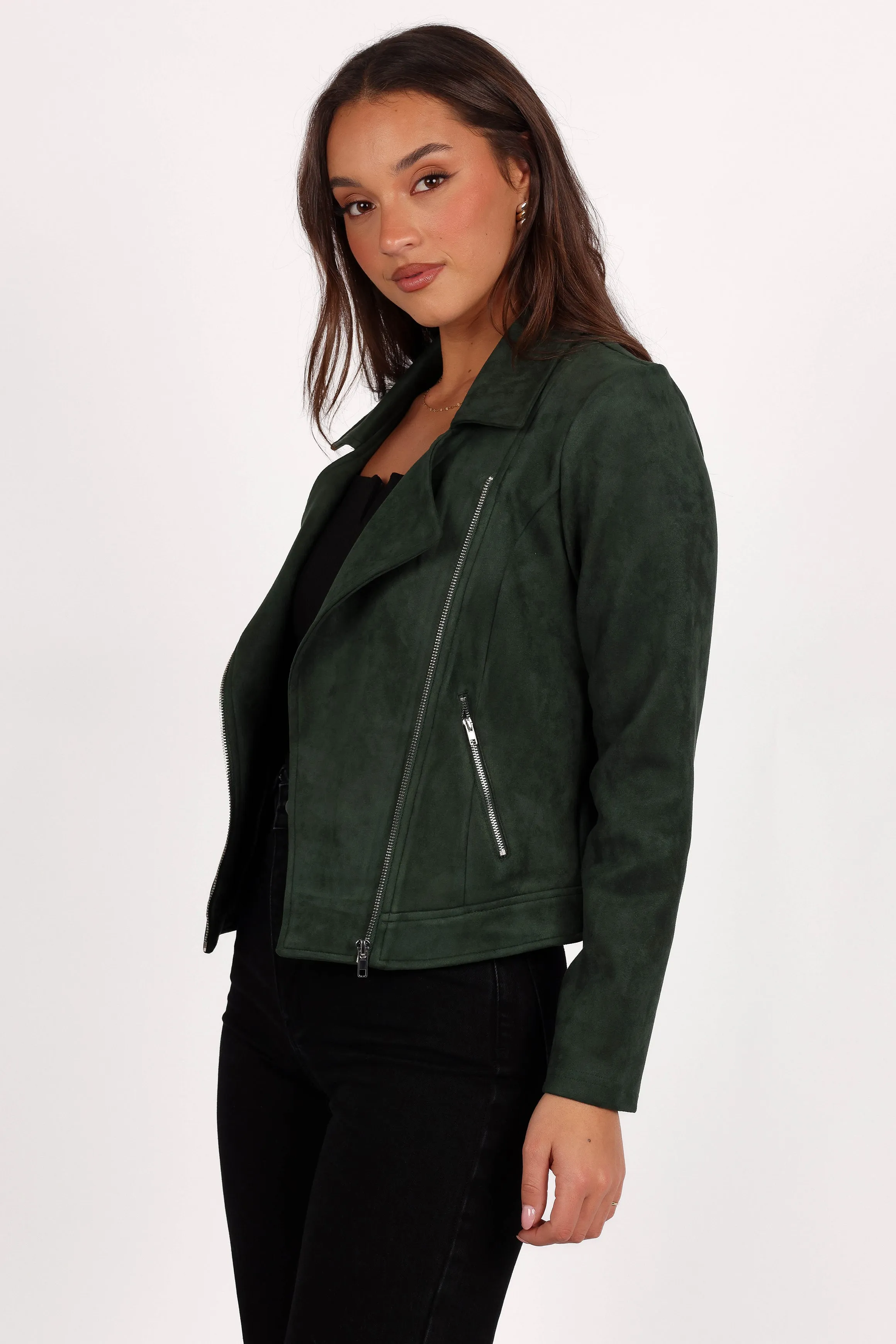 Spencer Faux Suede Moto Jacket - Olive sold by Petal & Pup product image thumbnail 4