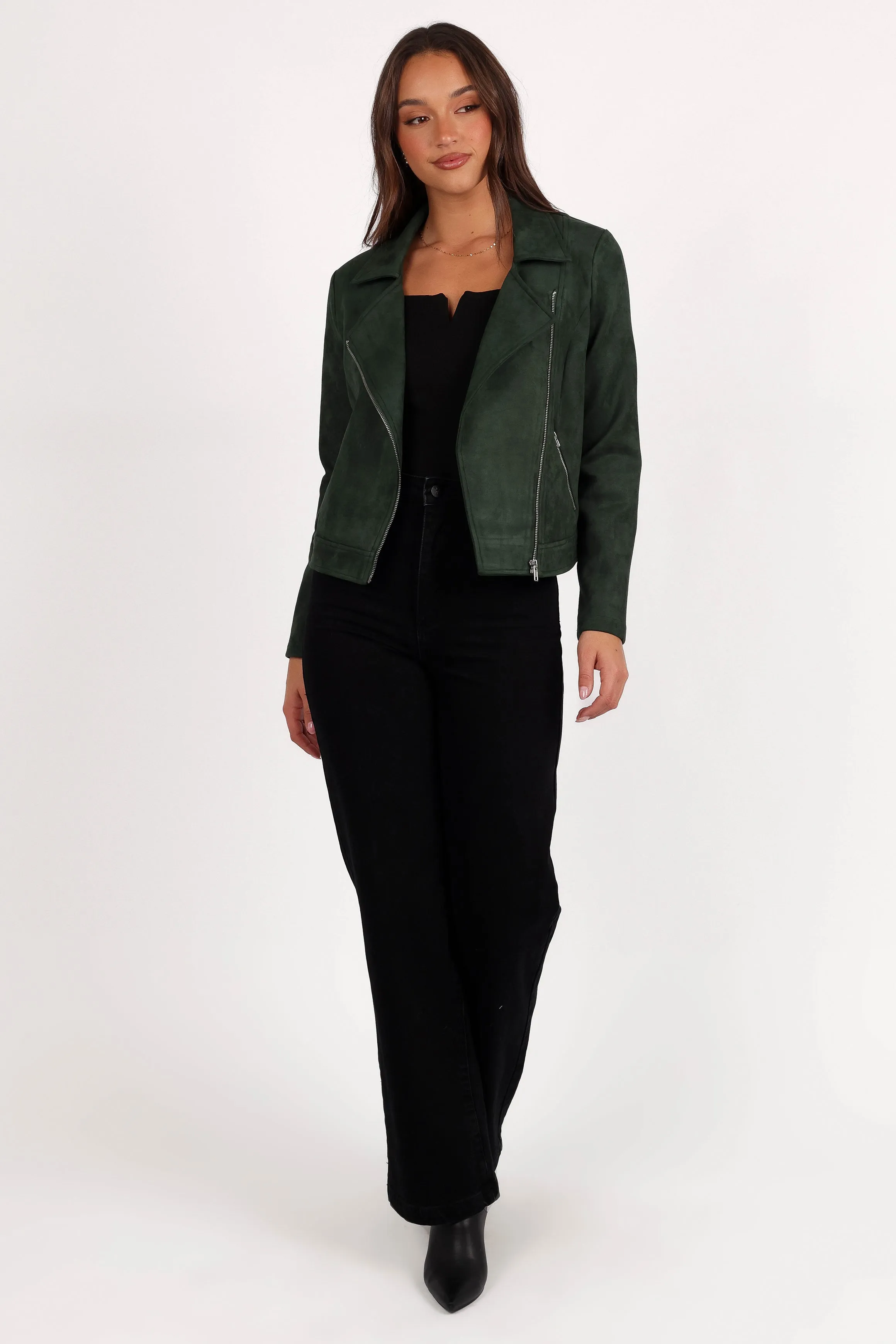 Spencer Faux Suede Moto Jacket - Olive sold by Petal & Pup product image thumbnail 3