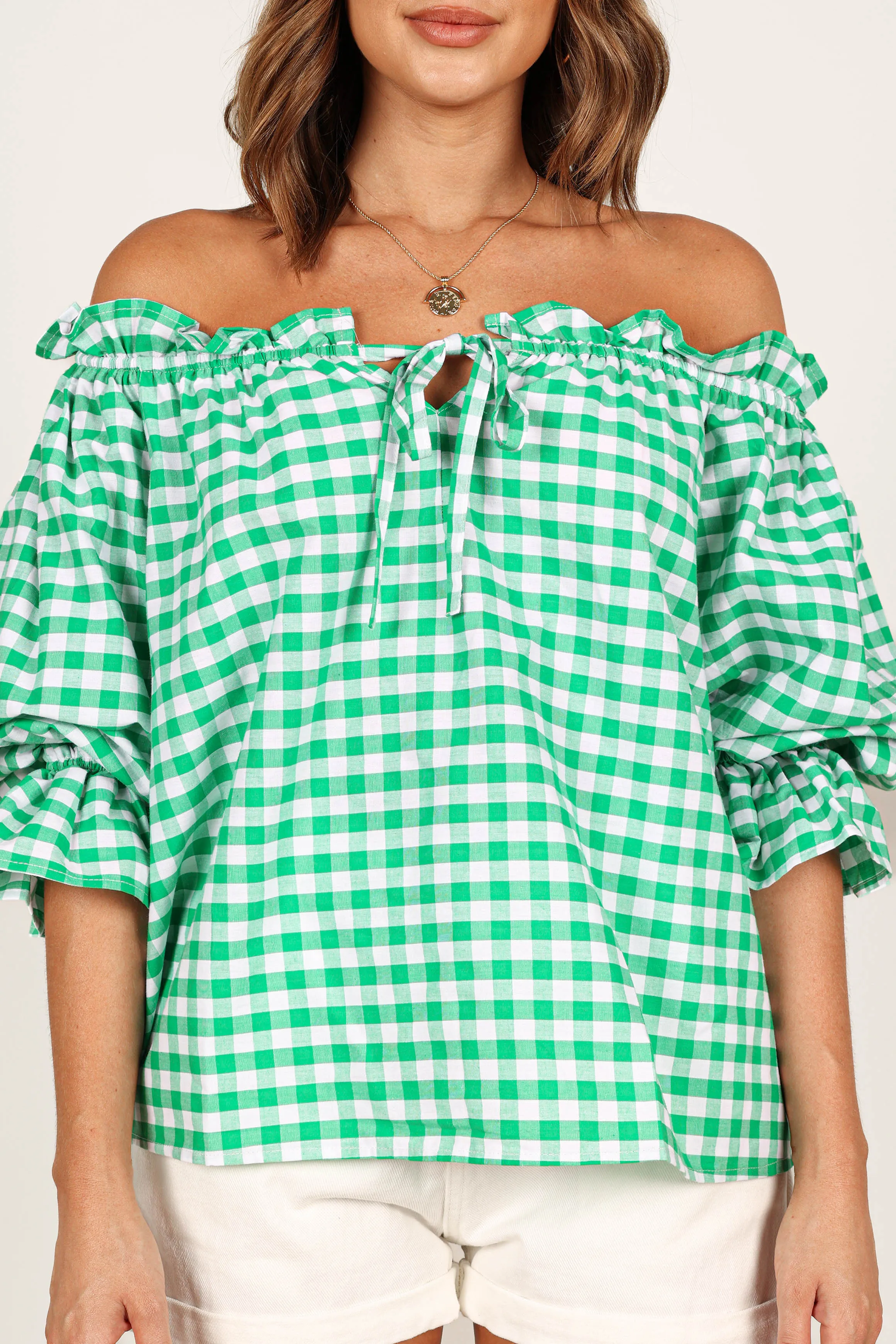Leesa Off Shoulder Top - Green sold by Petal & Pup product image thumbnail 2