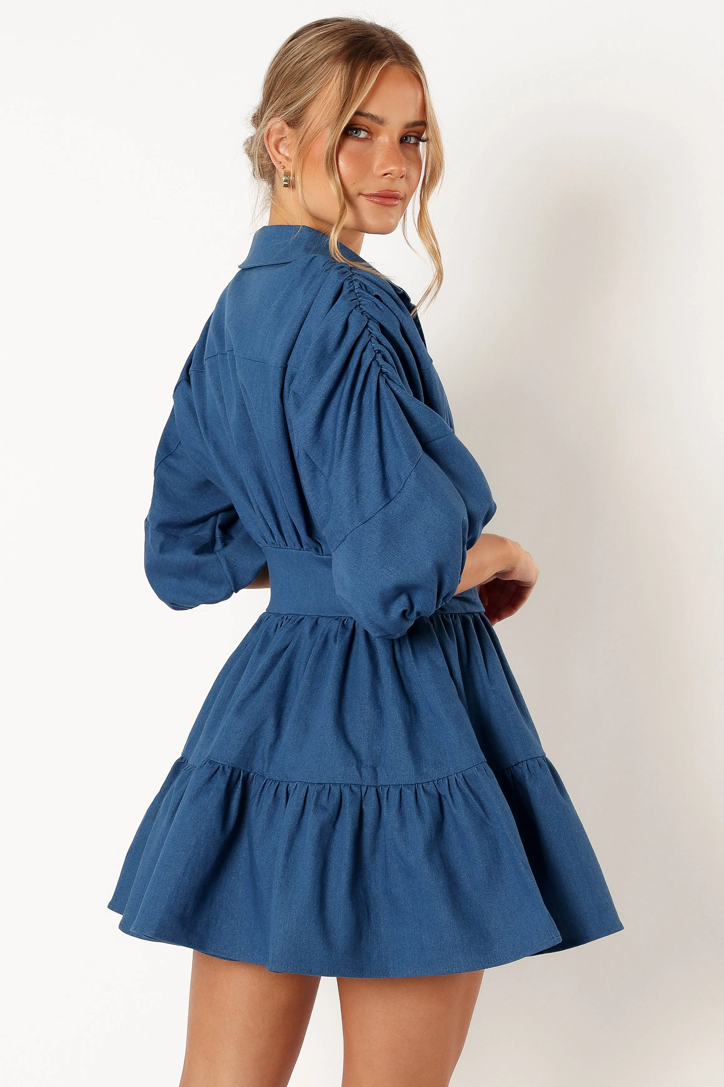 Francis Long Sleeve Mini Dress - Blue Denim sold by Petal & Pup product image thumbnail 4