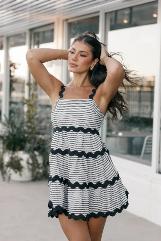 Meryl Mini Dress - Black/White made by Petal & Pup