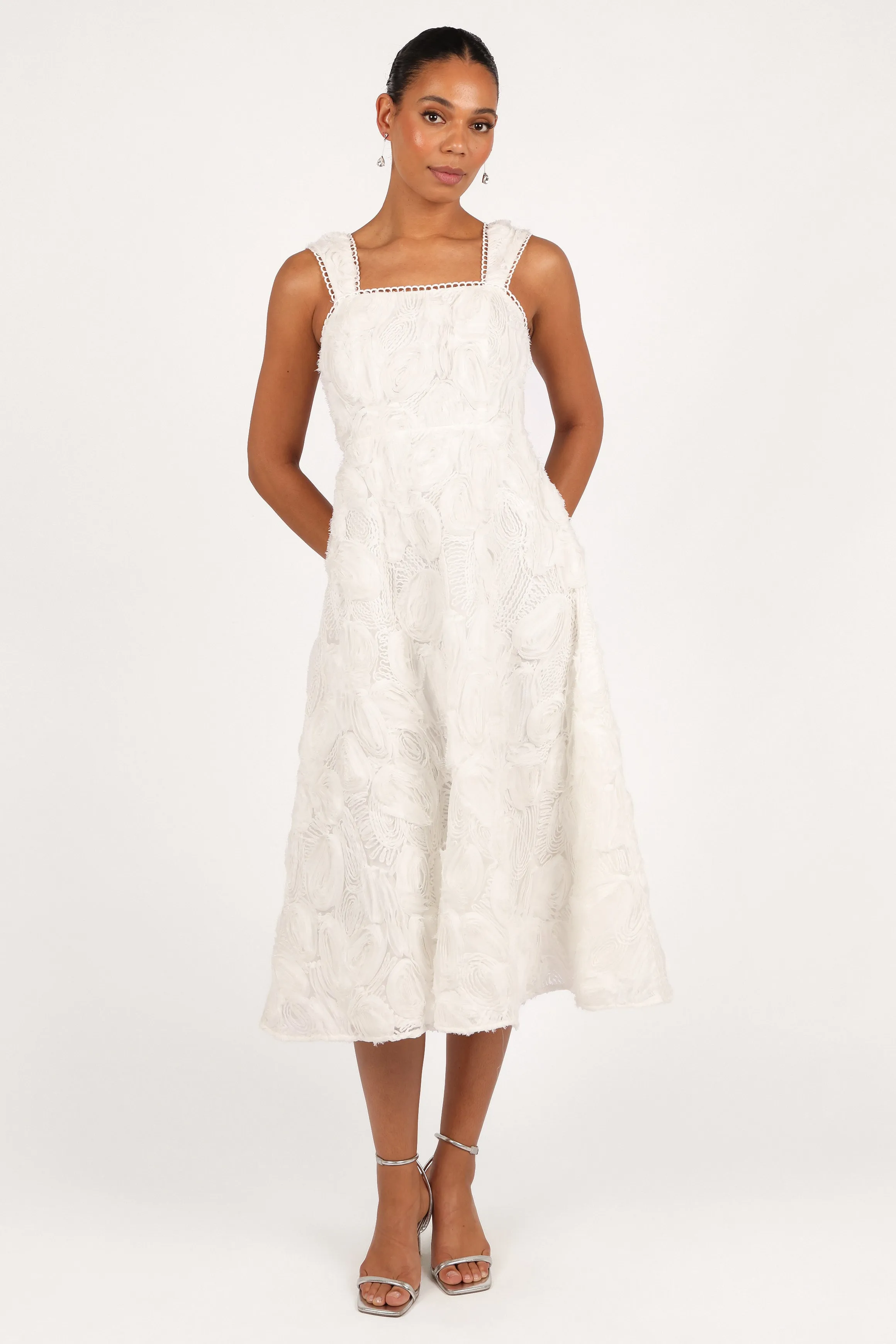 Gabbie Midi Dress - White sold by Petal & Pup product image thumbnail 3