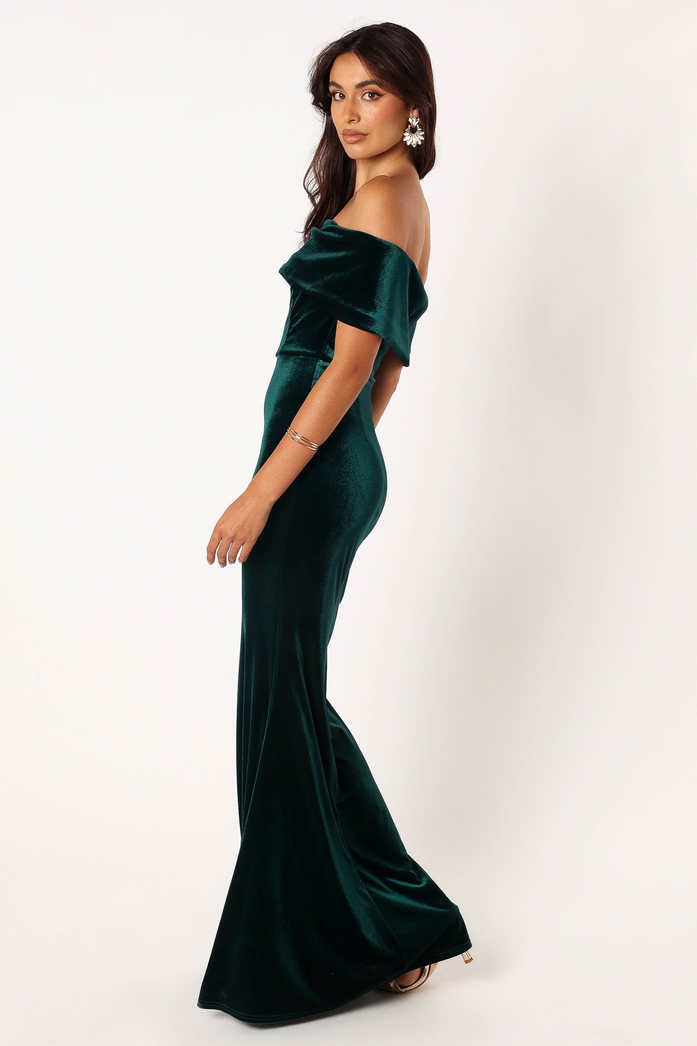 Adair Off Shoulder Maxi Dress - Emerald Green sold by Petal & Pup product image thumbnail 3