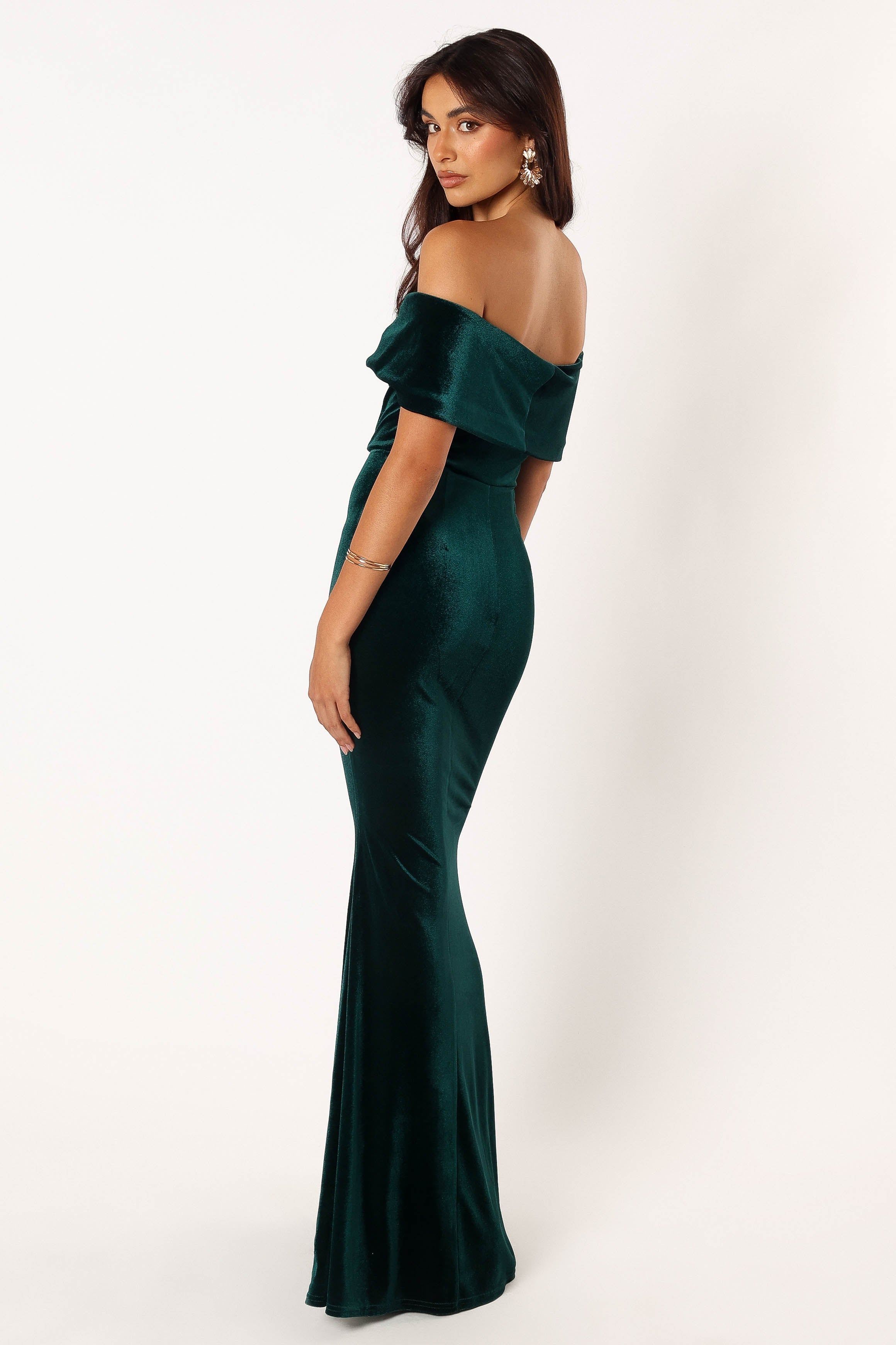 Adair Off Shoulder Maxi Dress - Emerald Green sold by Petal & Pup product image thumbnail 4