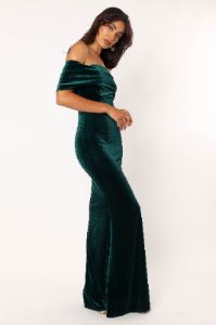 Adair Off Shoulder Maxi Dress - Emerald Green sold by Petal & Pup