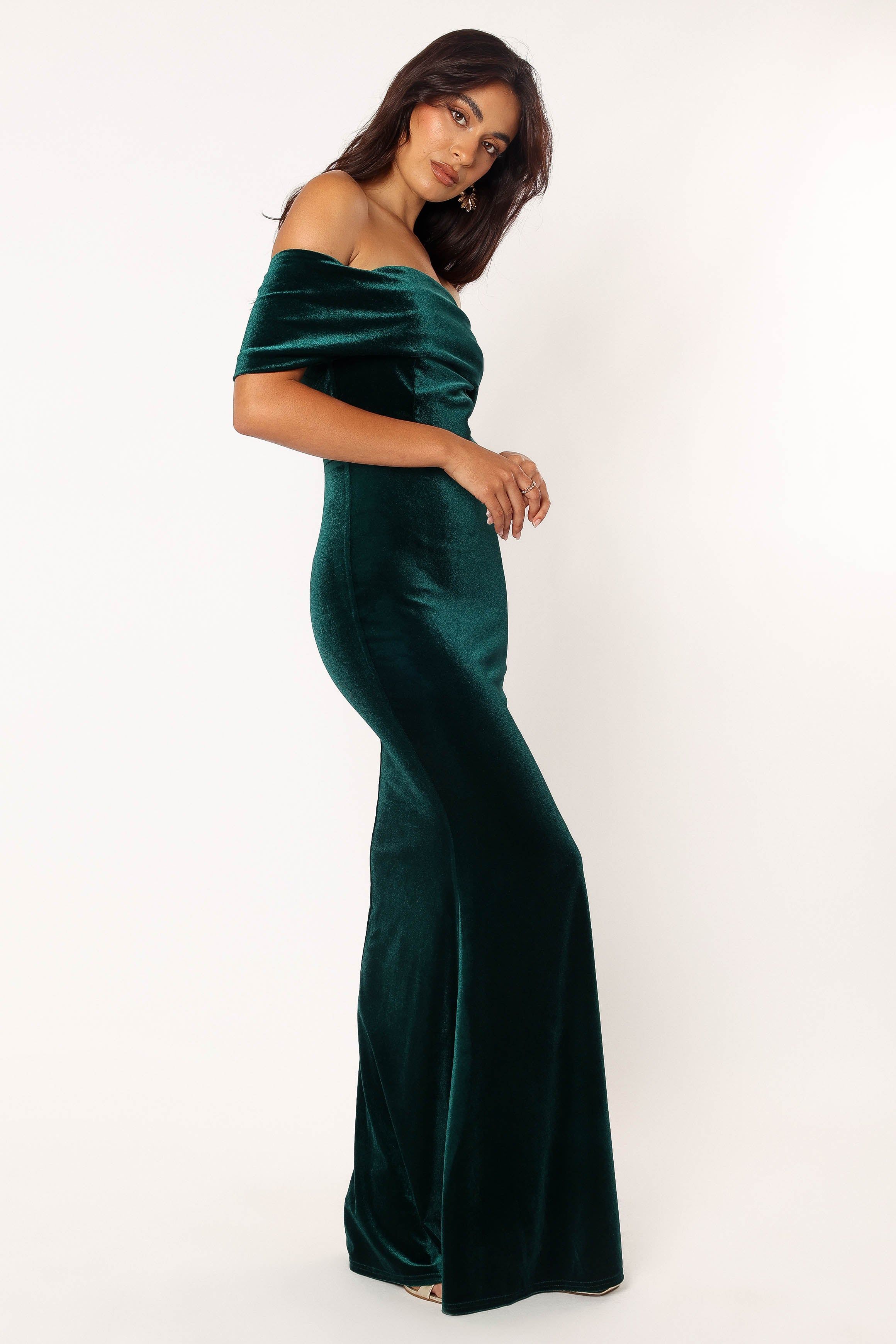 Adair Off Shoulder Maxi Dress - Emerald Green sold by Petal & Pup product image thumbnail 2