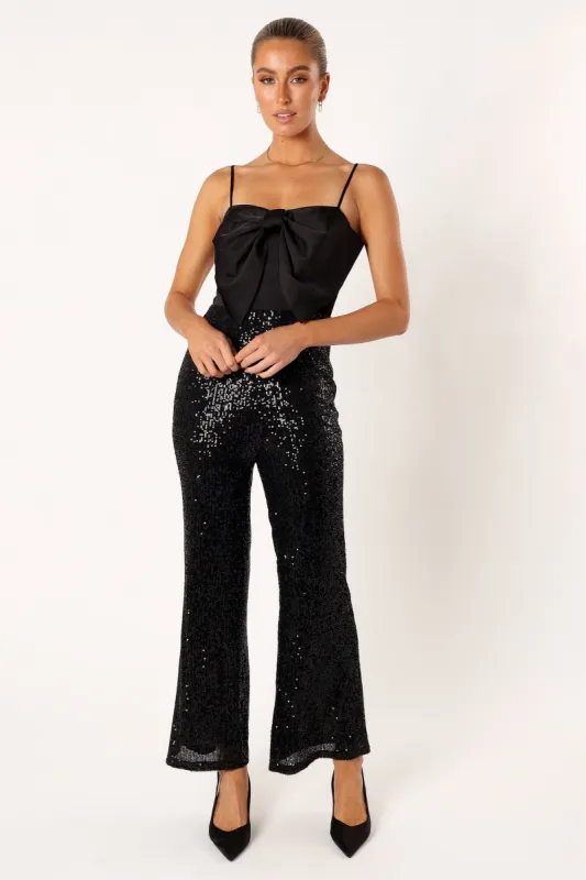 Chiara Sequin Jumpsuit - Black sold by Petal & Pup