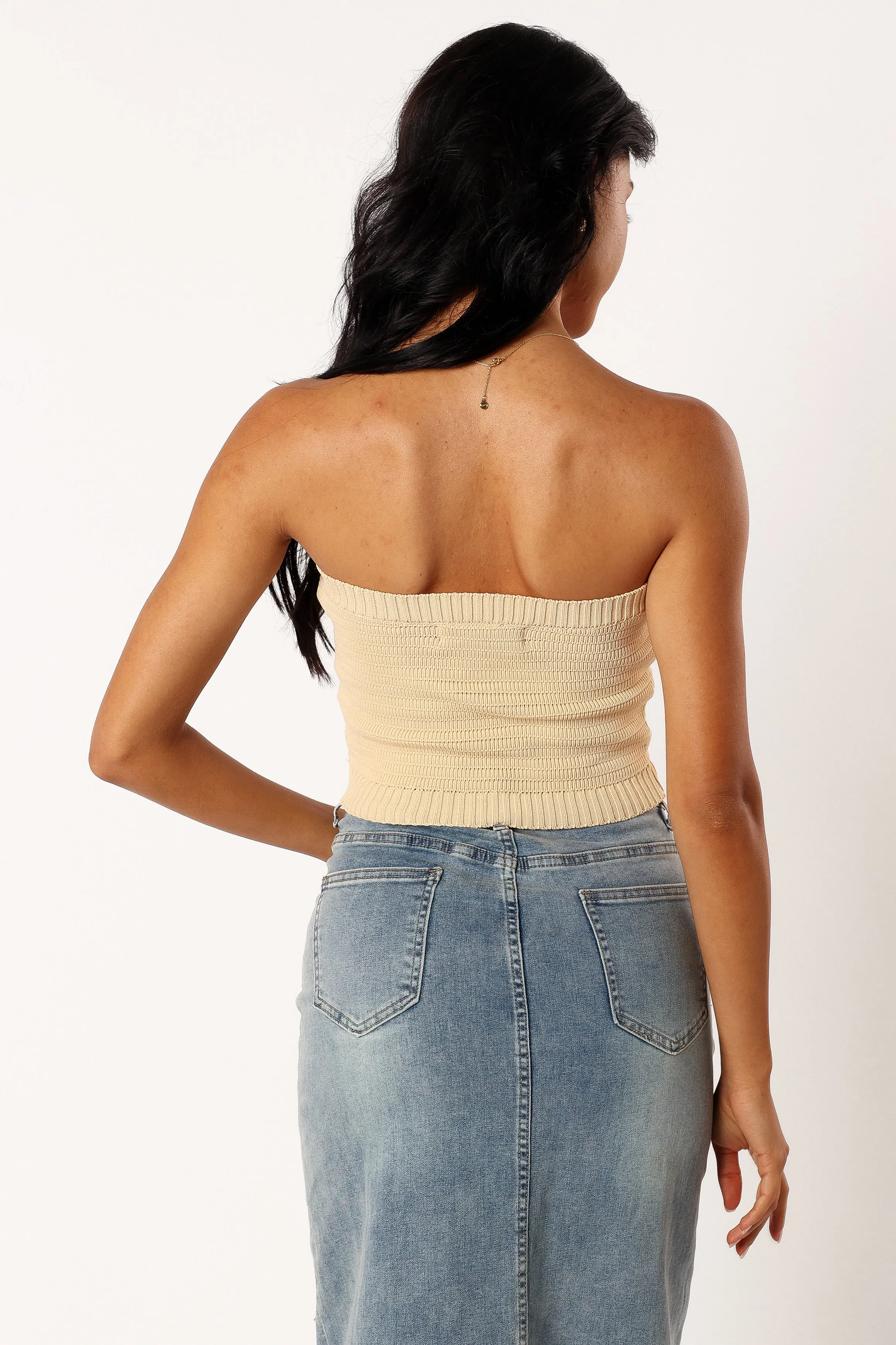 Zia Strapless Knit Top - Lemon sold by Petal & Pup product image thumbnail 5
