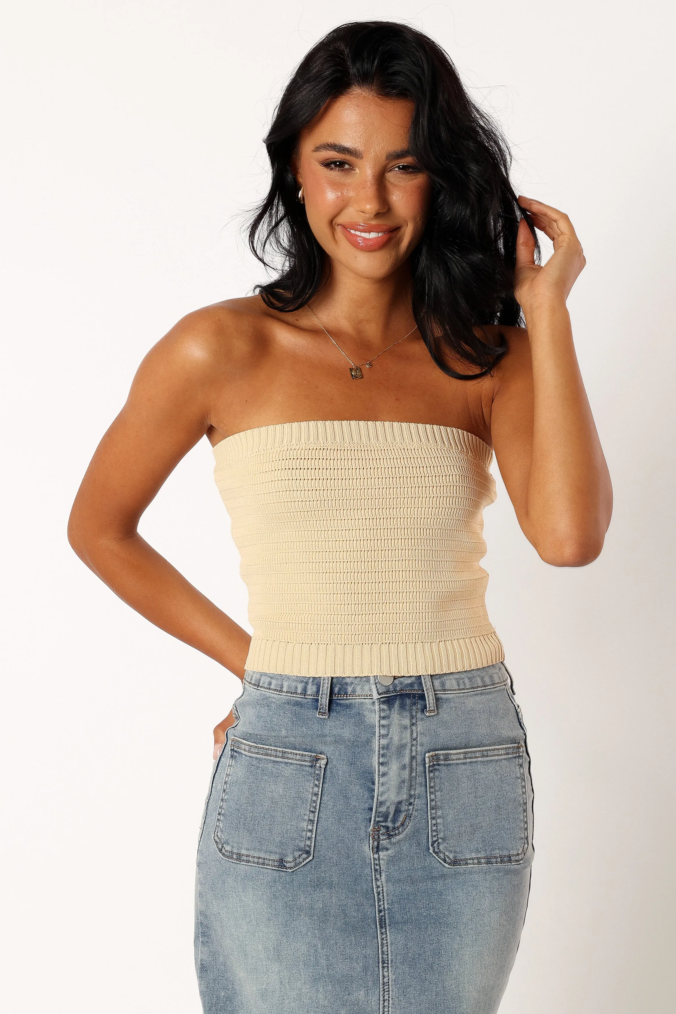 Zia Strapless Knit Top - Lemon sold by Petal & Pup product image thumbnail 3