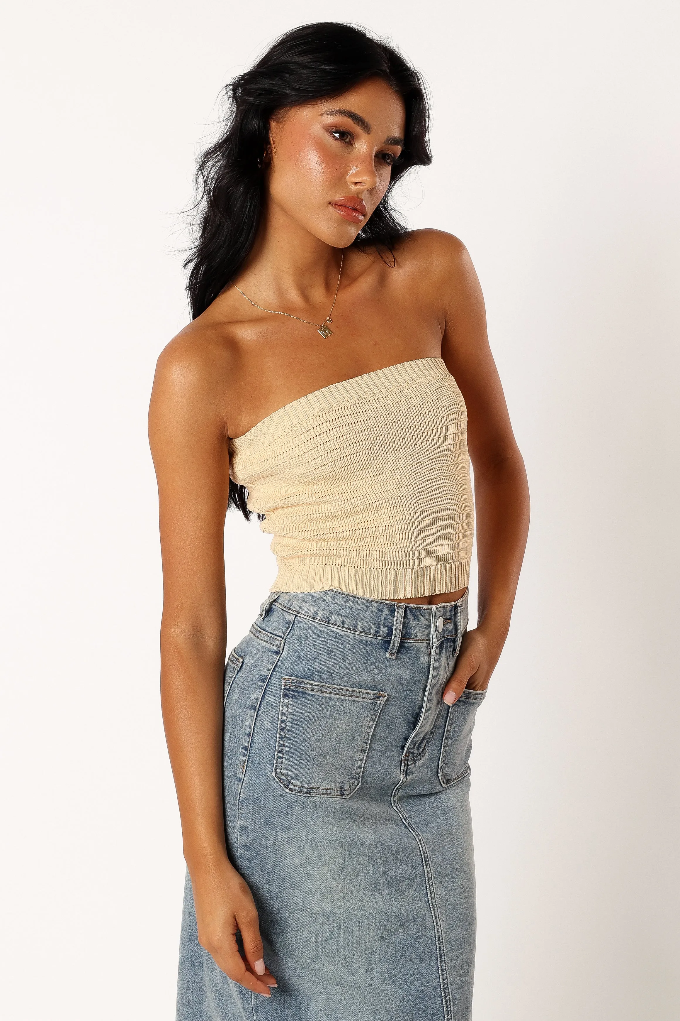 Zia Strapless Knit Top - Lemon sold by Petal & Pup product image thumbnail 4