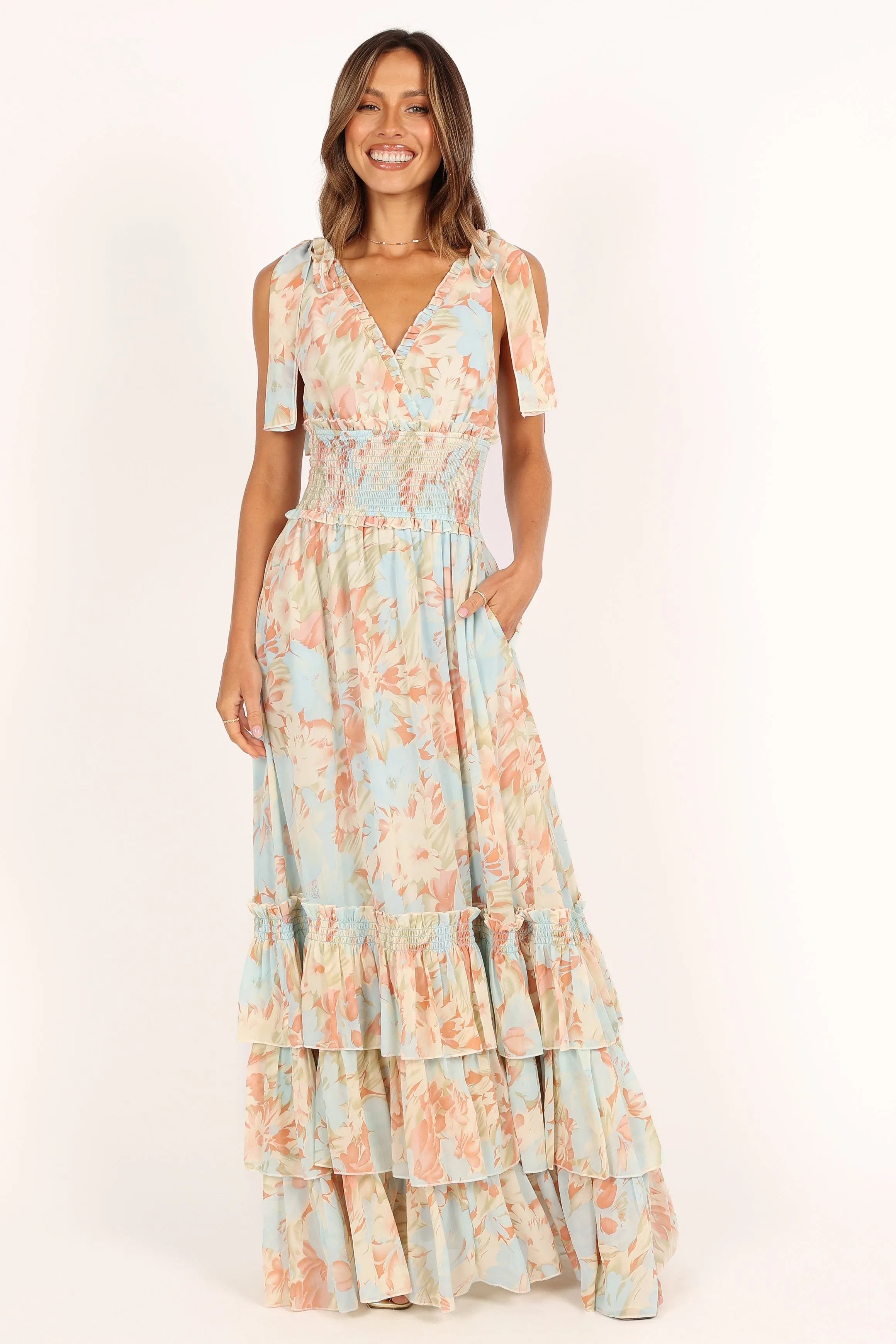 Christabel Tiered Maxi Dress - Blue Floral sold by Petal & Pup product image thumbnail 5