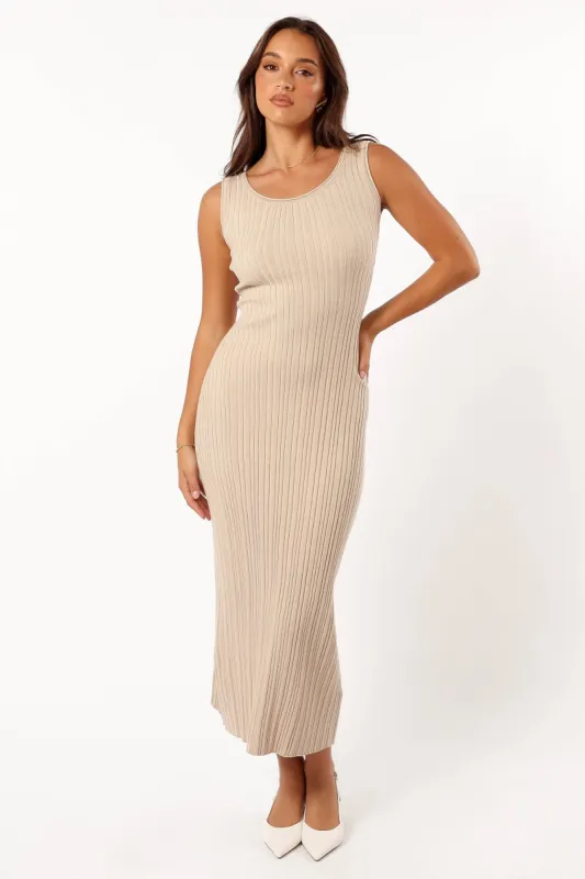 Reign Maxi Knit Dress - Beige sold by Petal & Pup