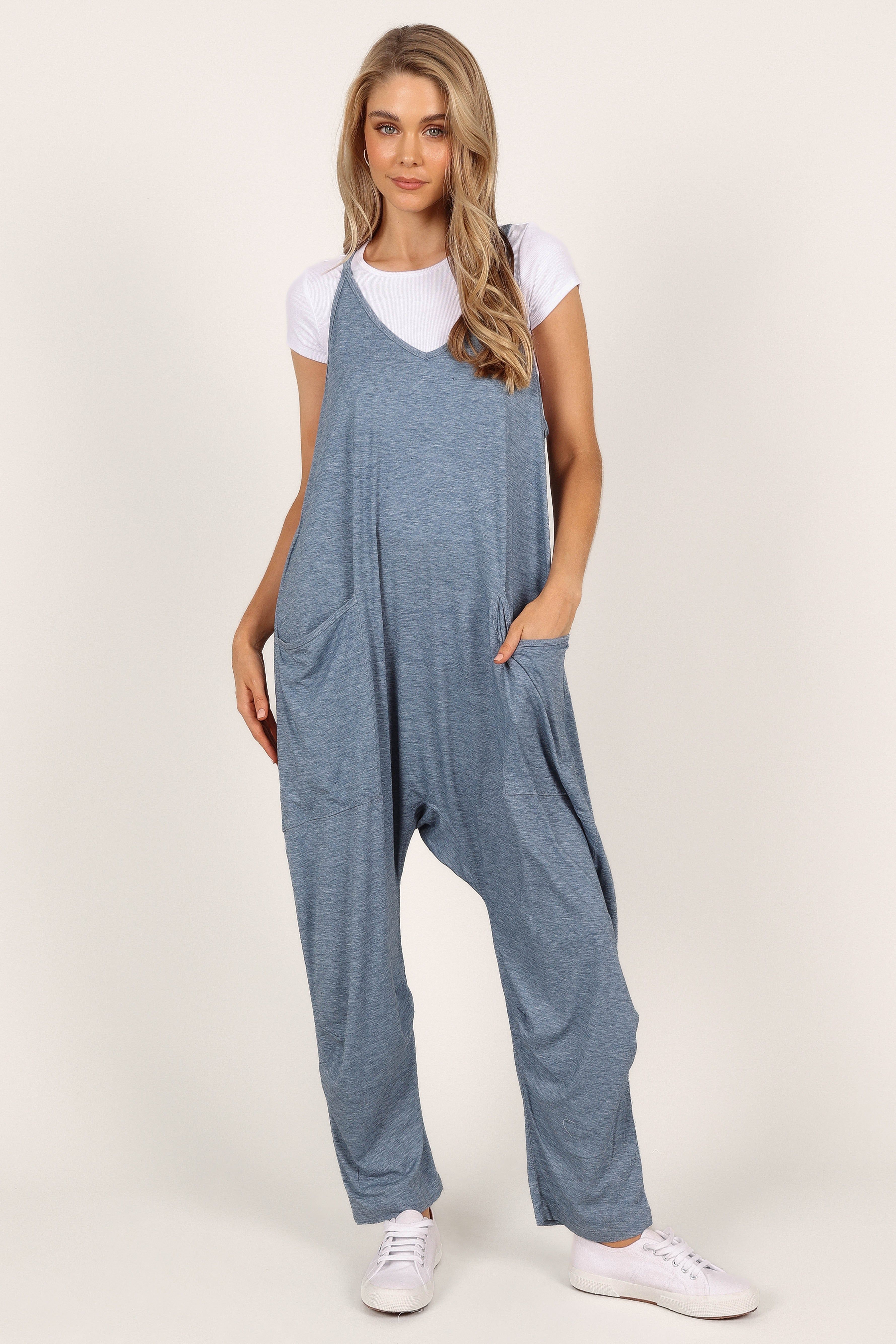 Aida Oversized Knit Jumpsuit - Blue sold by Petal & Pup product image thumbnail 7