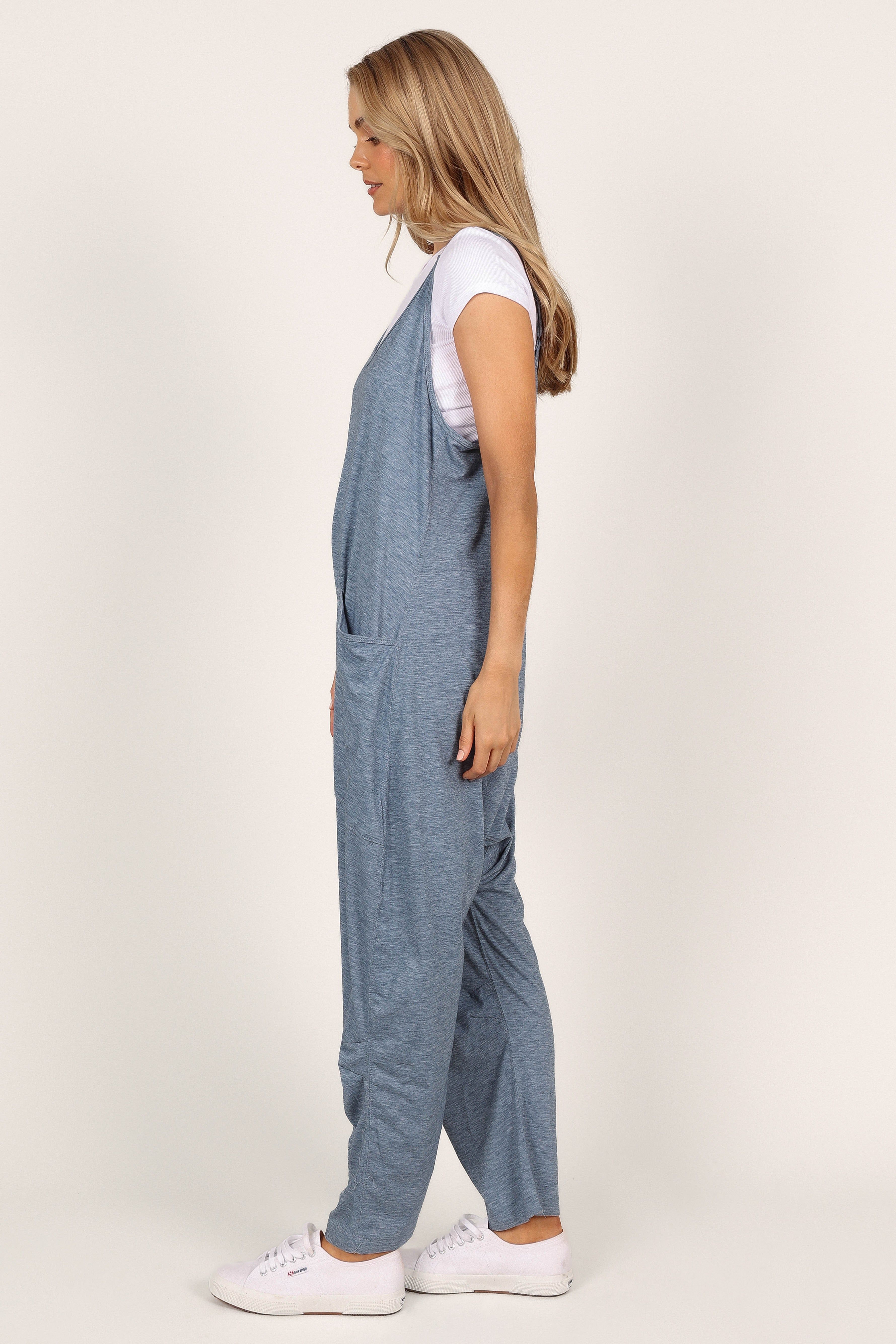 Aida Oversized Knit Jumpsuit - Blue sold by Petal & Pup product image thumbnail 4