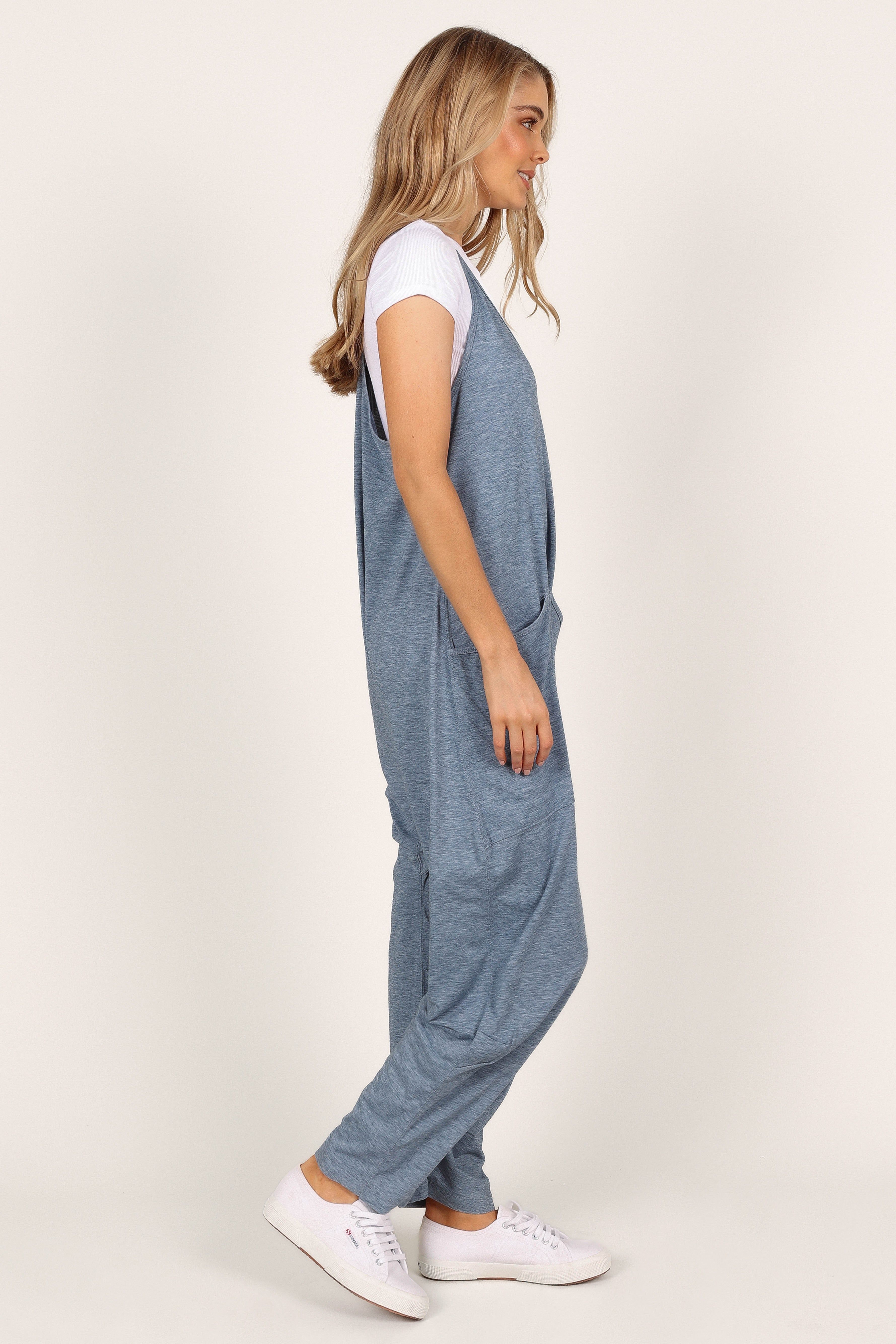 Aida Oversized Knit Jumpsuit - Blue sold by Petal & Pup product image thumbnail 6