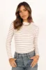 Stacie Ribbed Knit Top - Beige Stripe sold by Petal & Pup
