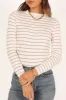 Stacie Ribbed Knit Top - Beige Stripe sold by Petal & Pup