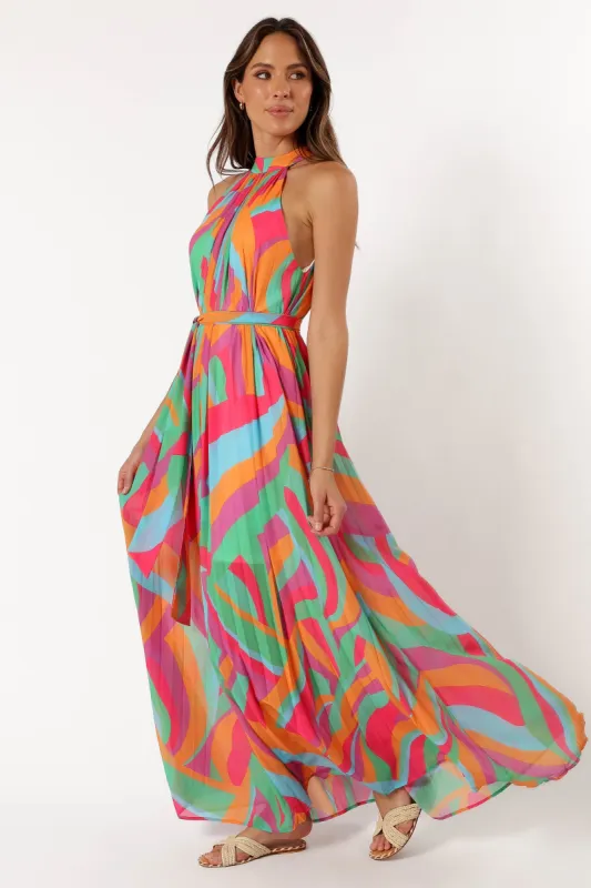 Leandra Halterneck Maxi Dress - Multicoloured sold by Petal & Pup