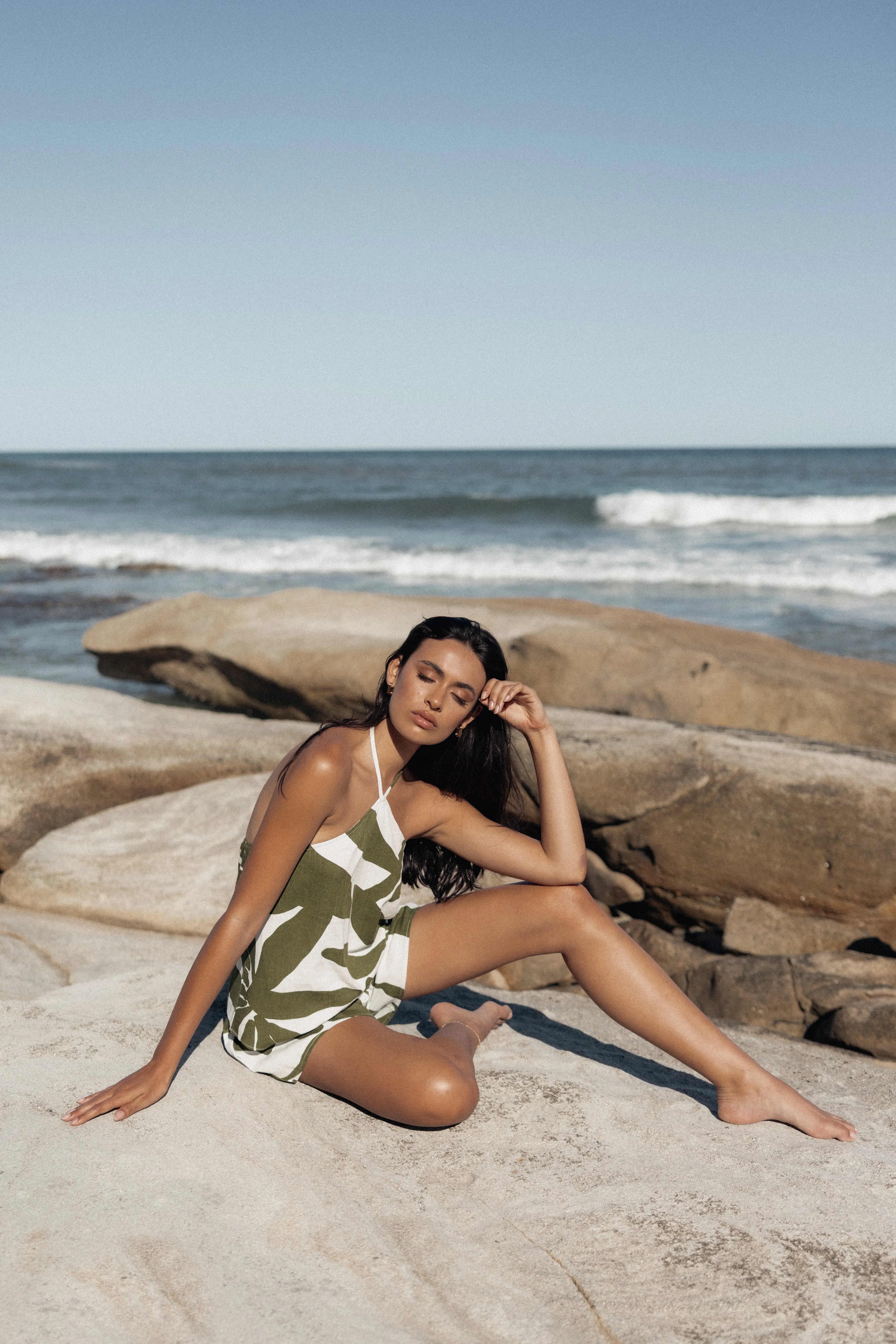 Henri Halter Top - Olive Palm sold by Petal & Pup