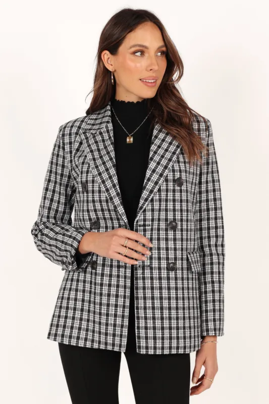Elizabeth Plaid Blazer - Black sold by Petal & Pup