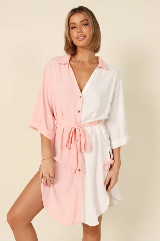 Fellie Shirt Dress - Pink sold by Petal & Pup