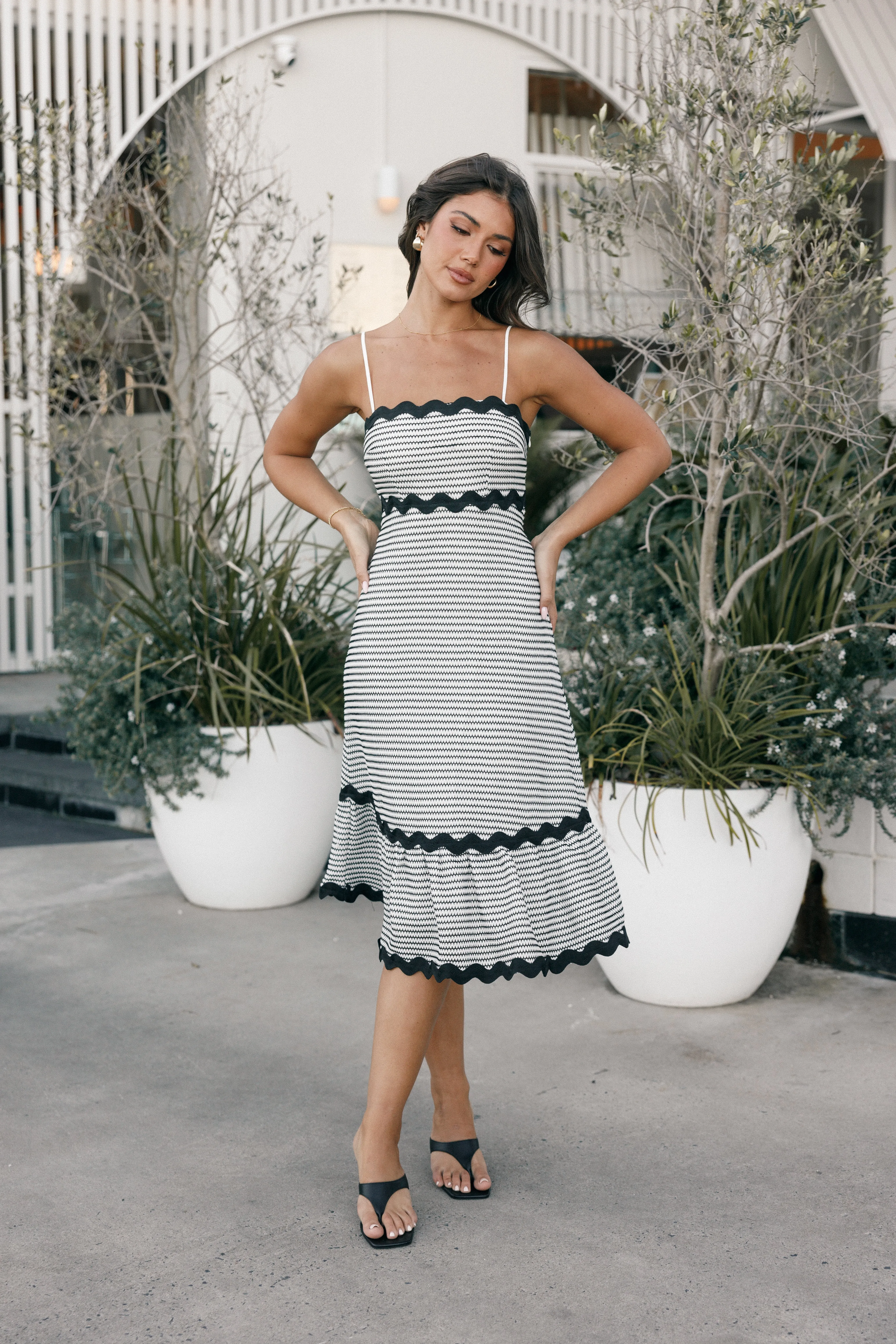 Savvy Midi Dress - Black/White sold by Petal & Pup product image thumbnail 2