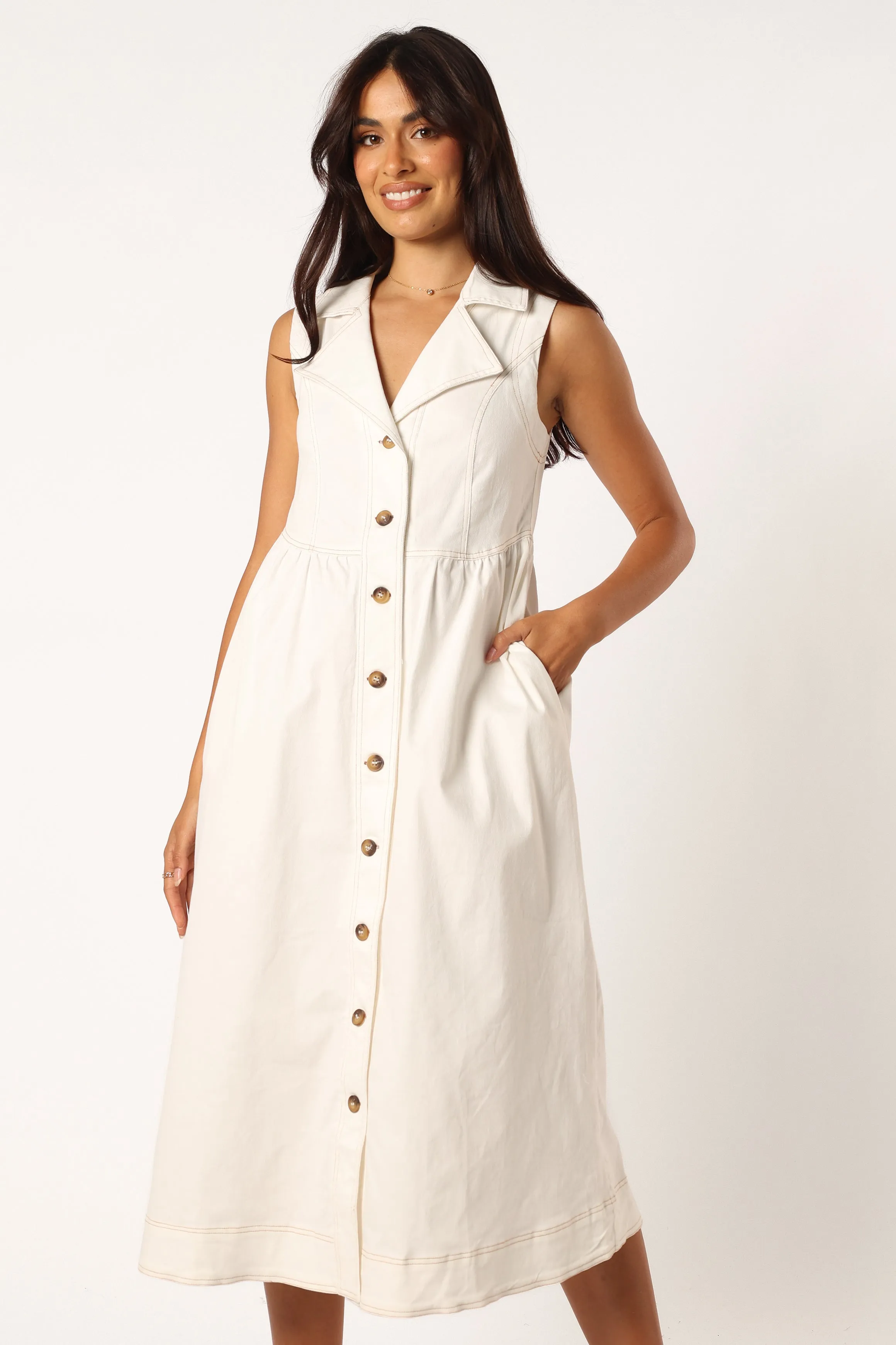 Umeko Midi Dress - White sold by Petal & Pup