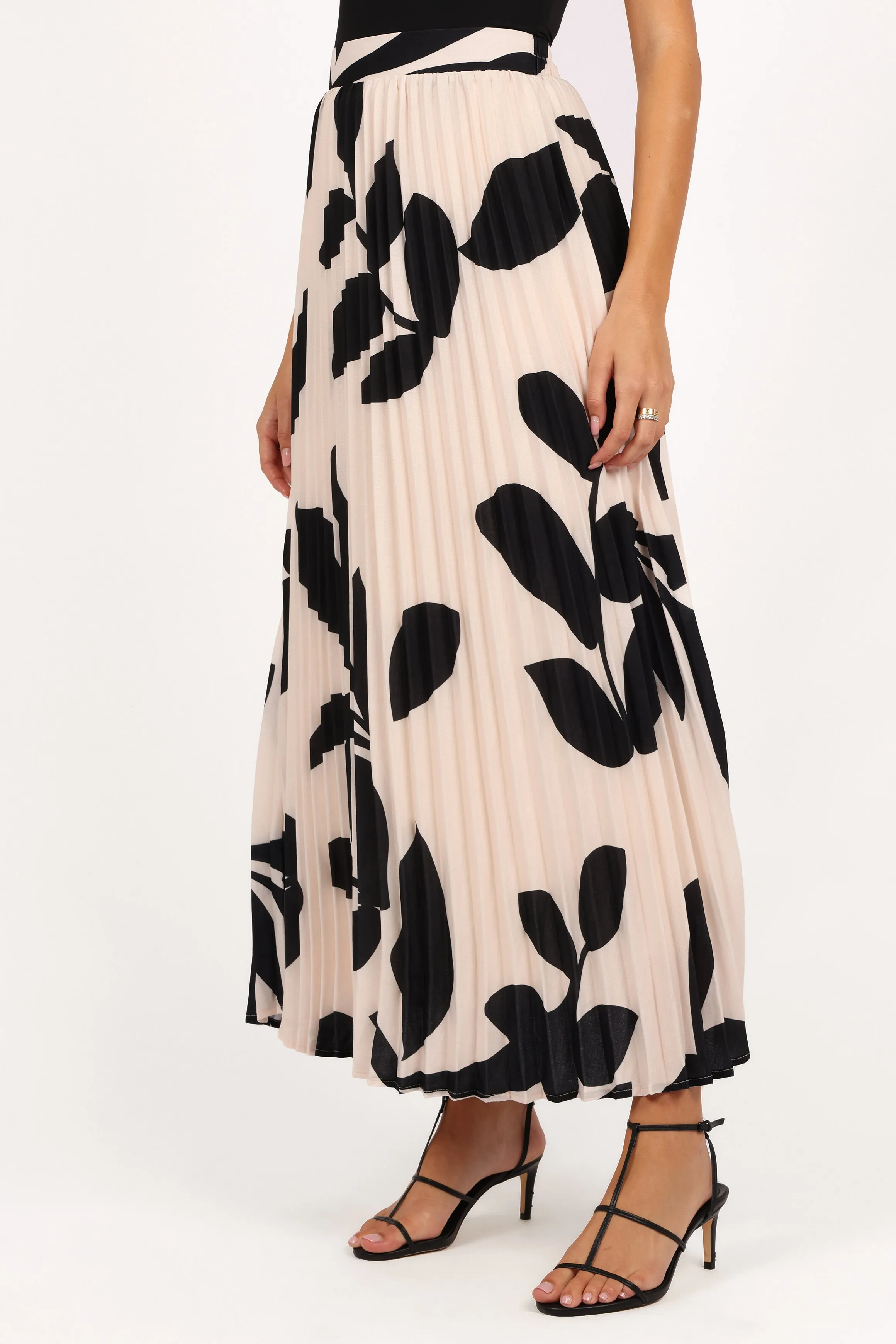 Aurora Pleated Maxi Skirt - Cream Black Floral sold by Petal & Pup product image thumbnail 3