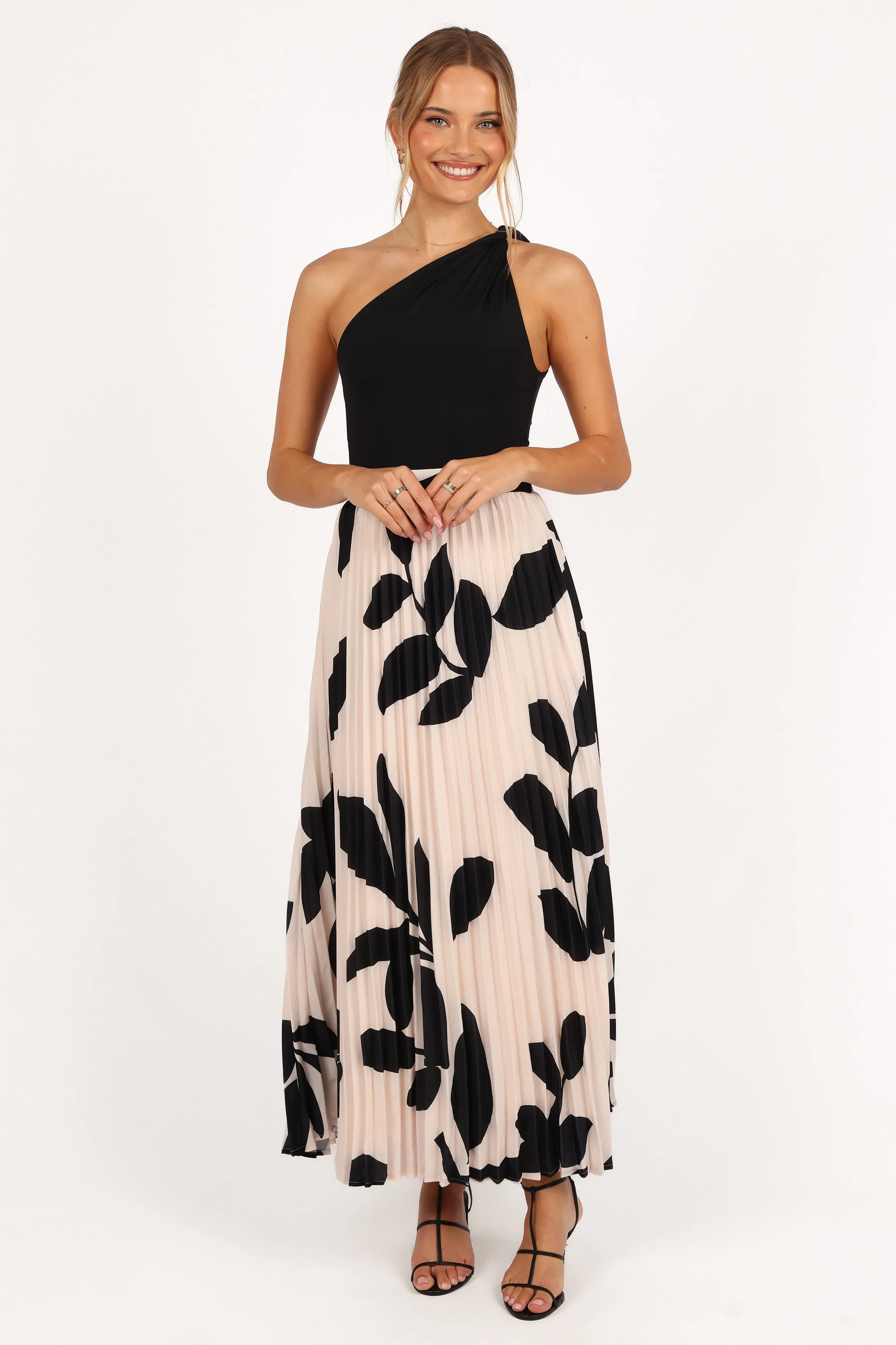 Aurora Pleated Maxi Skirt - Cream Black Floral sold by Petal & Pup product image thumbnail 2