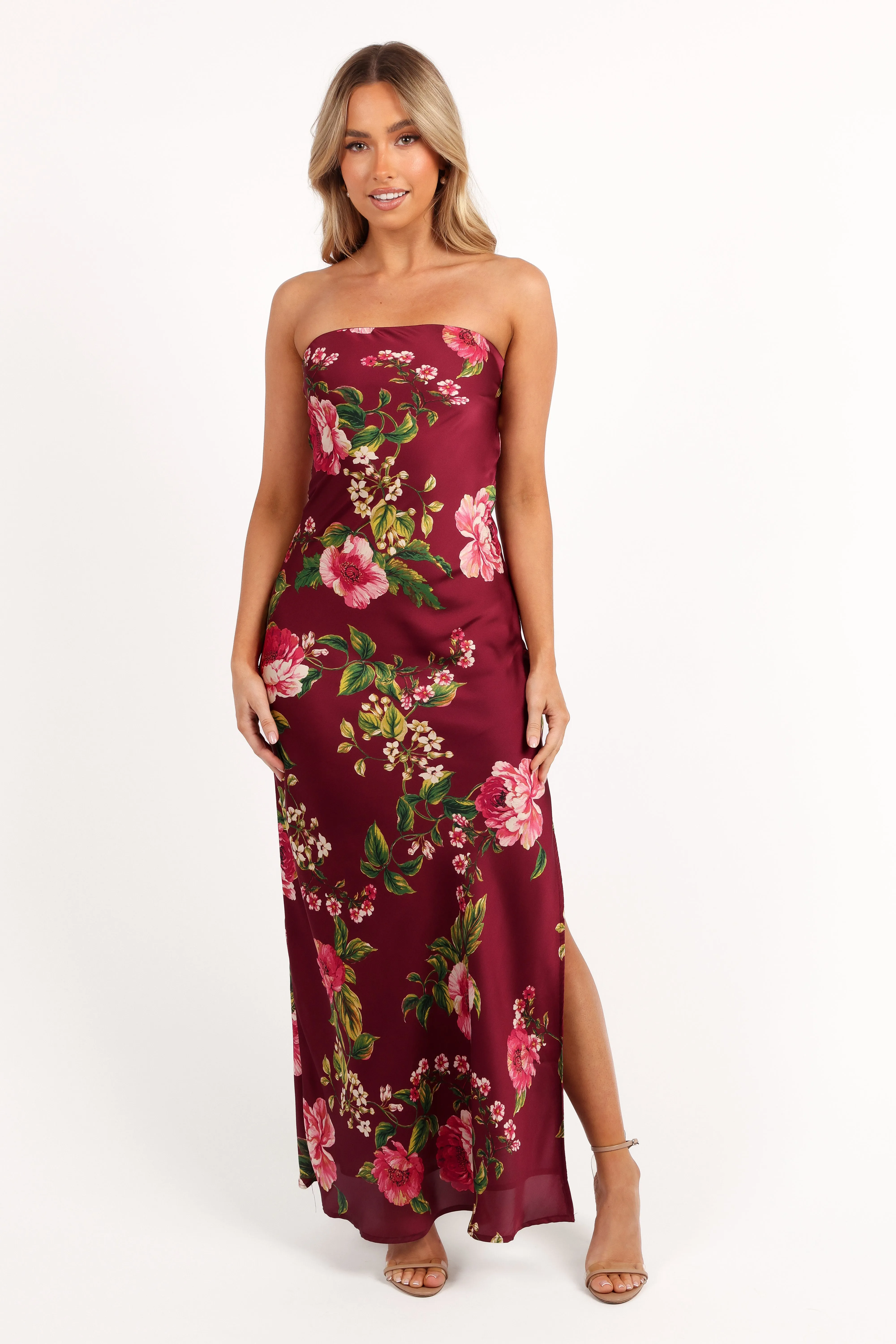 Bryden Maxi Strapless Dress - Burgundy Floral sold by Petal & Pup product image thumbnail 3