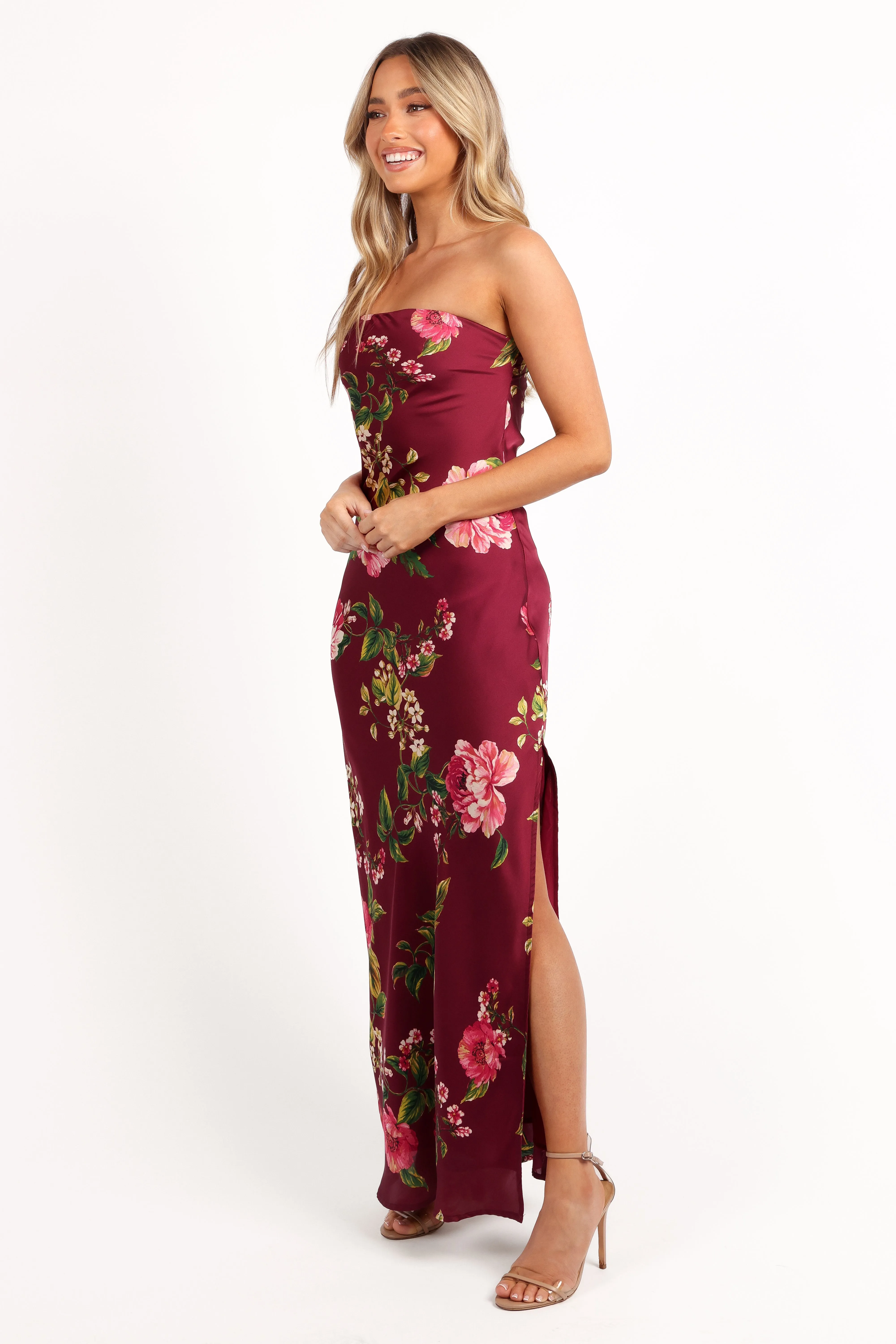 Bryden Maxi Strapless Dress - Burgundy Floral sold by Petal & Pup product image thumbnail 4